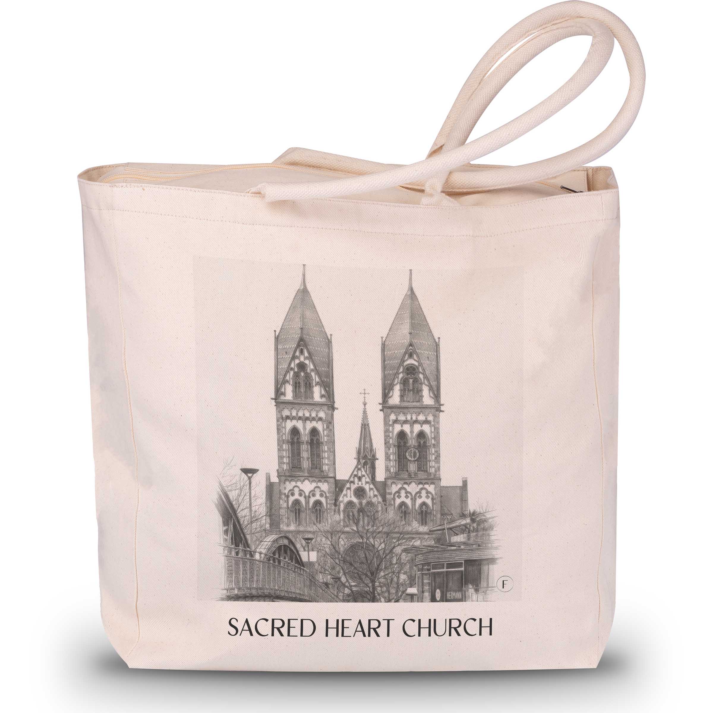 Herz-Jesu Kirche Shopping Tasche - Freiburg - Deutschland Tote Bag - Einkaufstasche im Zeichnung Stil