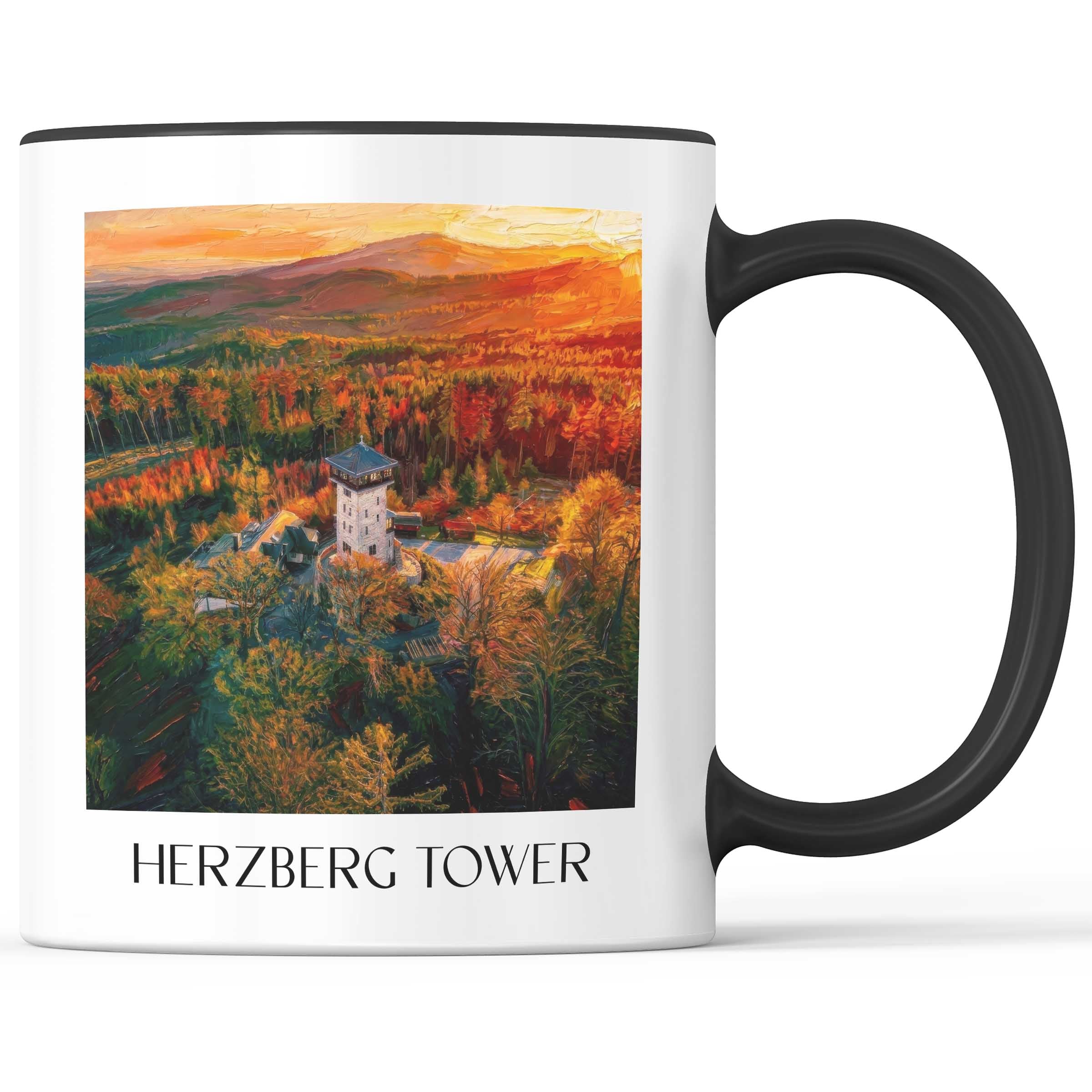Herzbergturm Kaffeebecher - Bad Homburg - Deutschland Becher - Kaffeetasse im Ölgemälde Stil - favplace