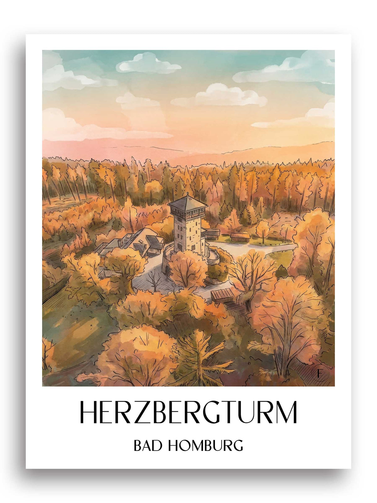 herzbergturm-bad-homburg-deutschland-poster-aquarell