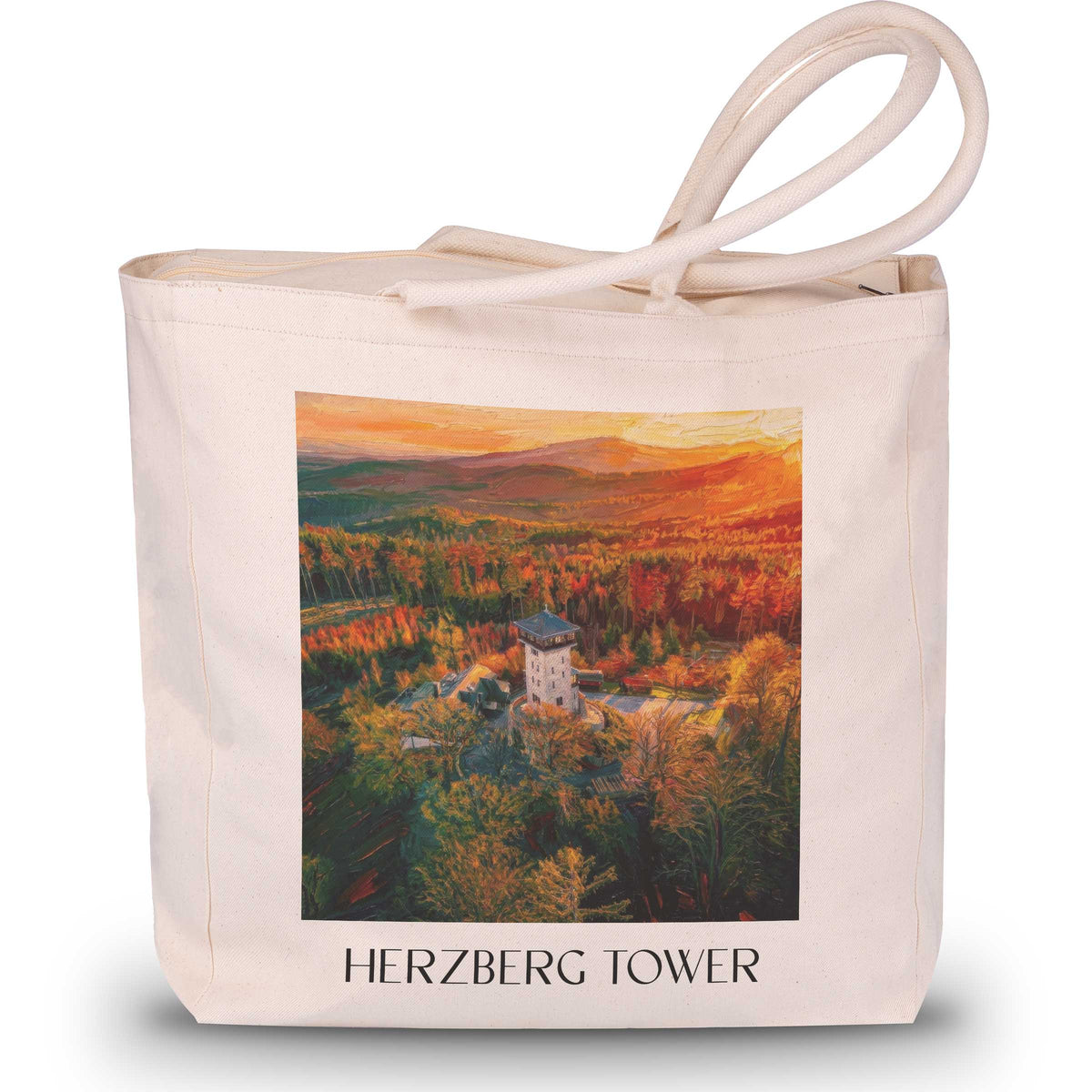 Herzbergturm Shopping Tasche - Bad Homburg - Deutschland Tote Bag - Einkaufstasche im Ölgemälde Stil - favplace