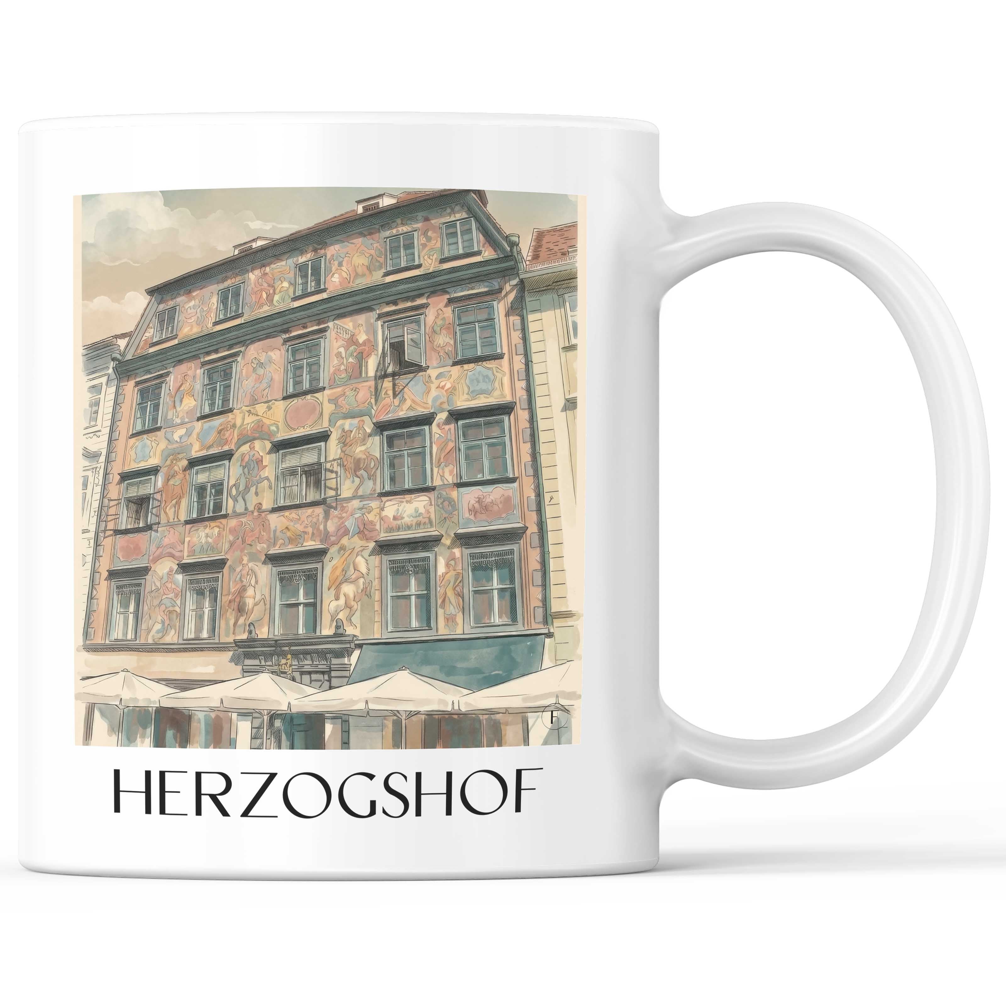 herzogshof-graz-österreich-kaffeebecher-aquarell