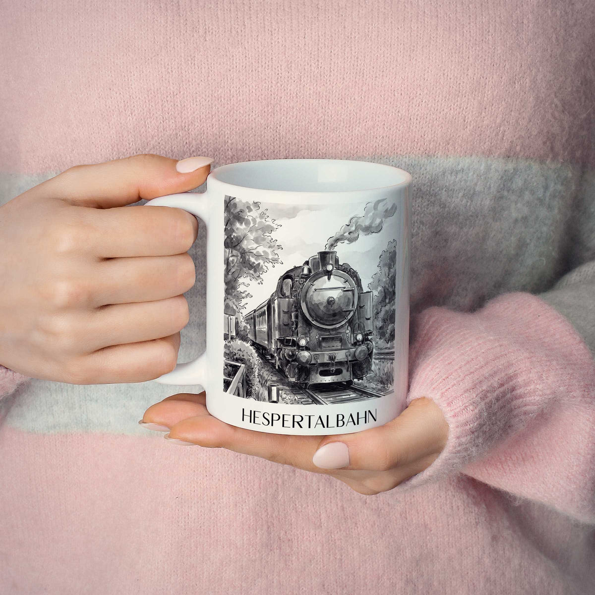 hespertalbahn-essen-deutschland-kaffeebecher-aquarell-schwarz-weiss