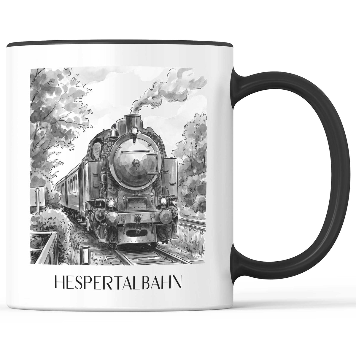 Hespertalbahn Kaffeebecher - Essen - Deutschland Becher - Kaffeetasse im Aquarell Schwarz-Weiß Stil - favplace