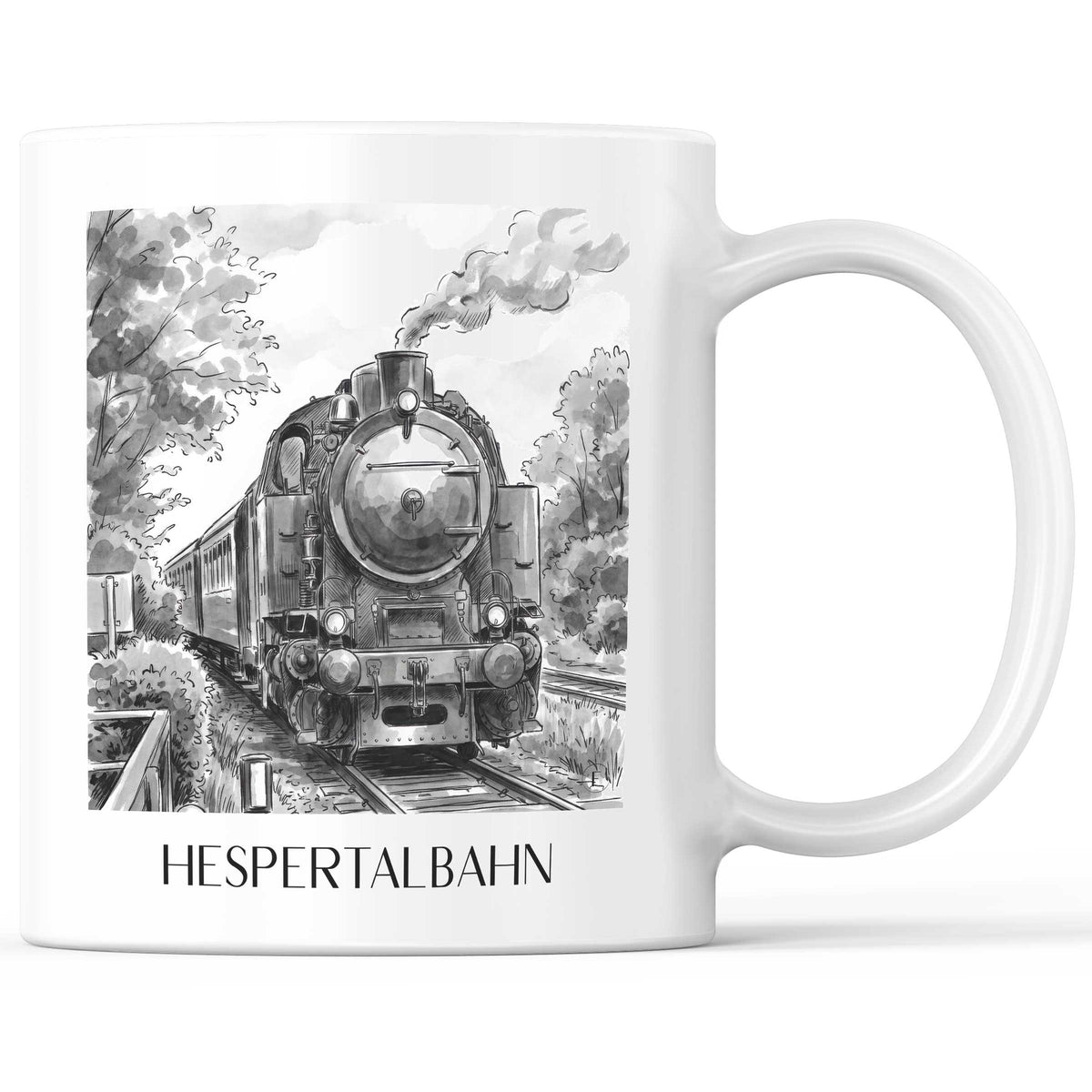 Hespertalbahn Kaffeebecher - Essen - Deutschland Becher - Kaffeetasse im Aquarell Schwarz-Weiß Stil - favplace