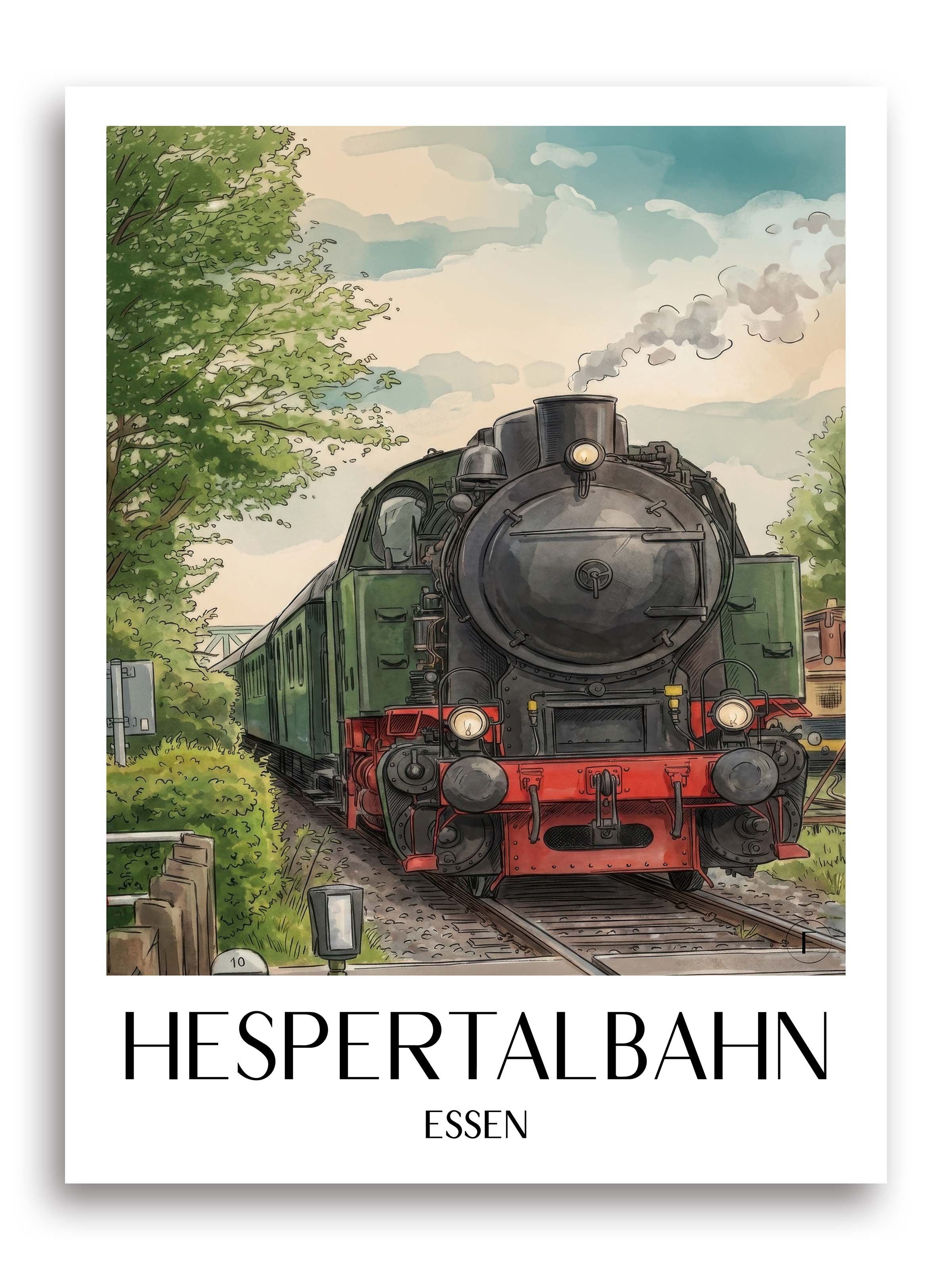 Hespertalbahn Poster - Essen - Deutschland Kunstdruck - Aquarell von A4 bis A1 - favplace