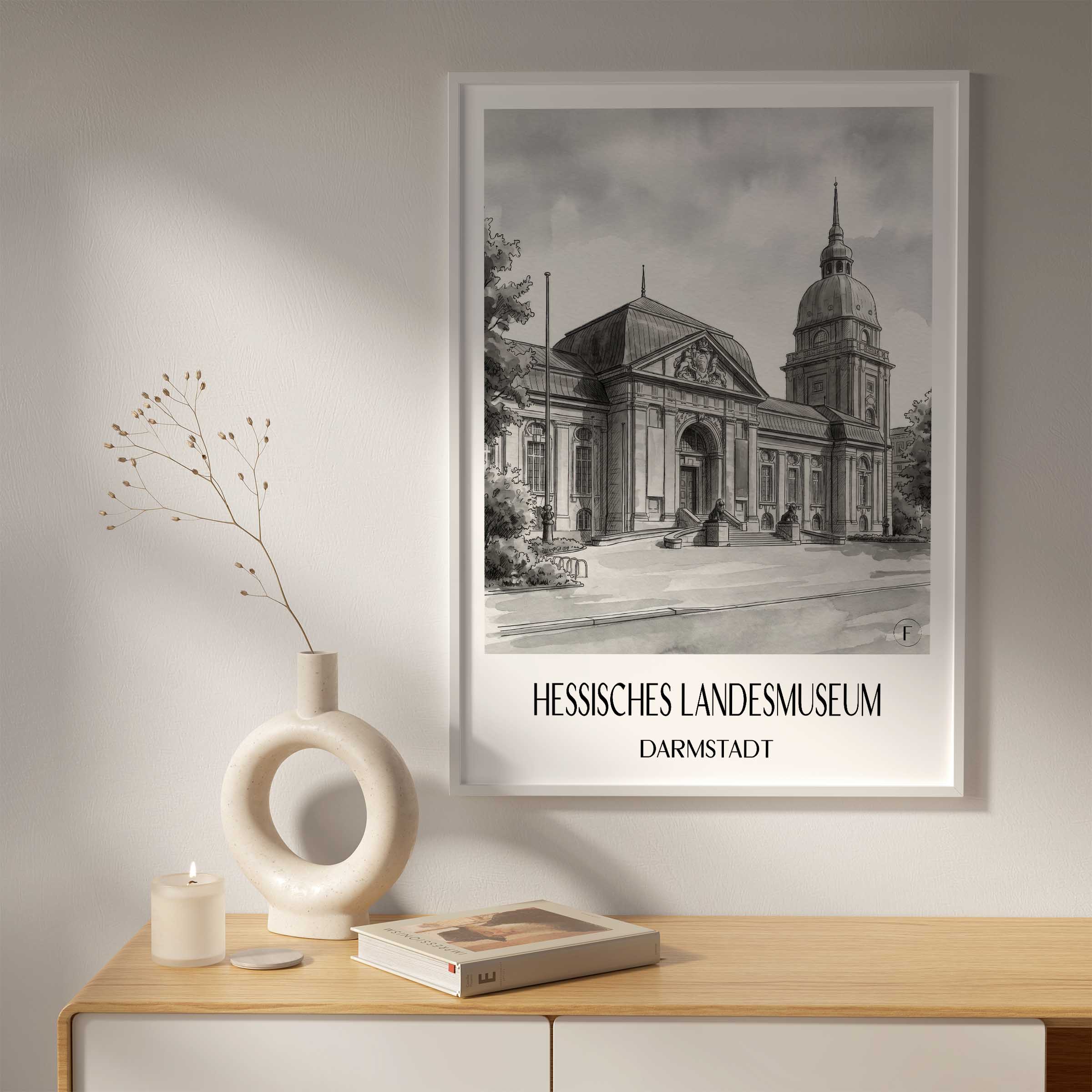 hessisches-landesmuseum-darmstadt-deutschland-poster-aquarell-schwarz-weiss