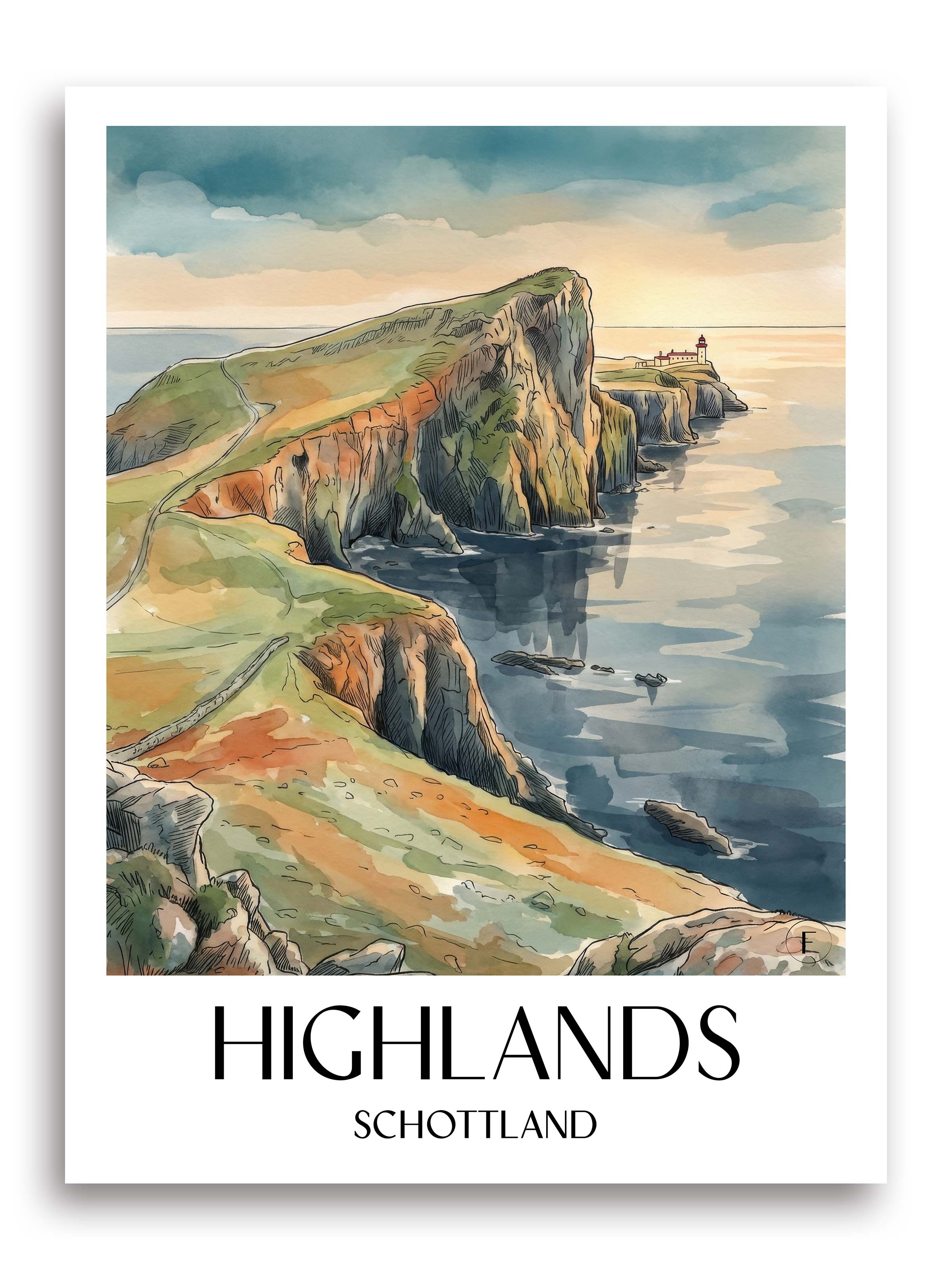 highlands-schottland-poster-aquarell