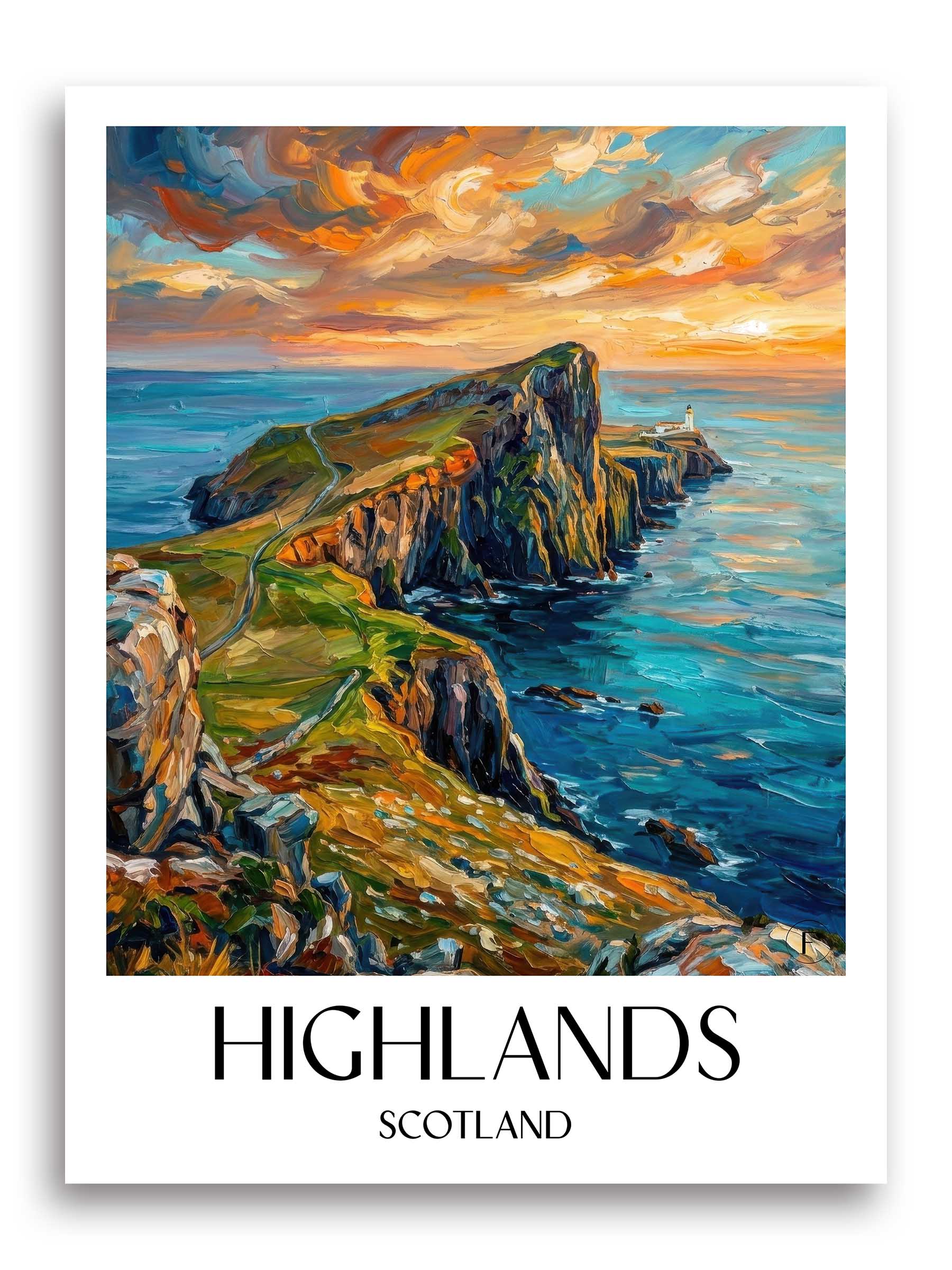 Highlands Poster - - Schottland Kunstdruck - Ölgemälde von A4 bis A1 - favplace