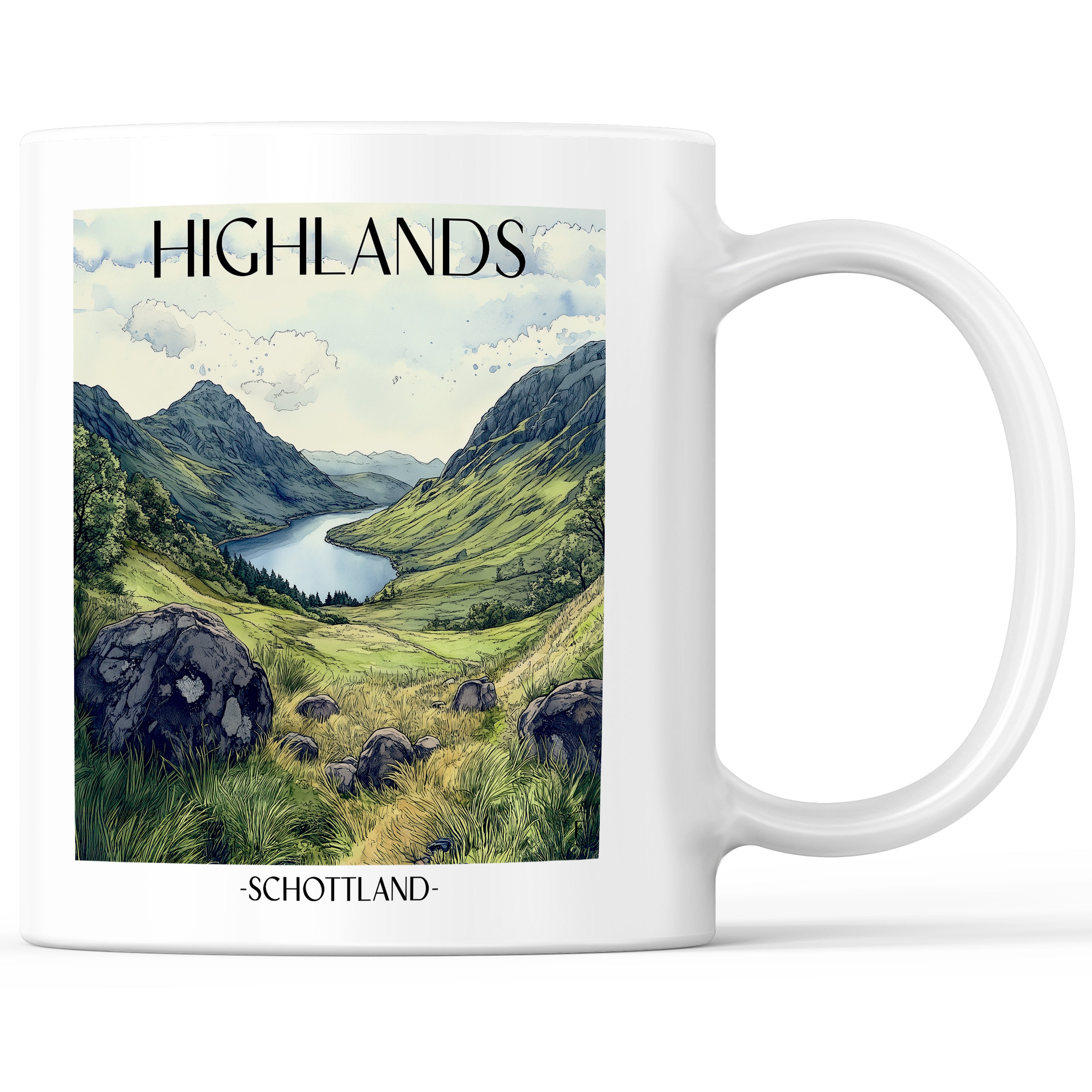 highlands-schottland-einkaufstasche-aquarell