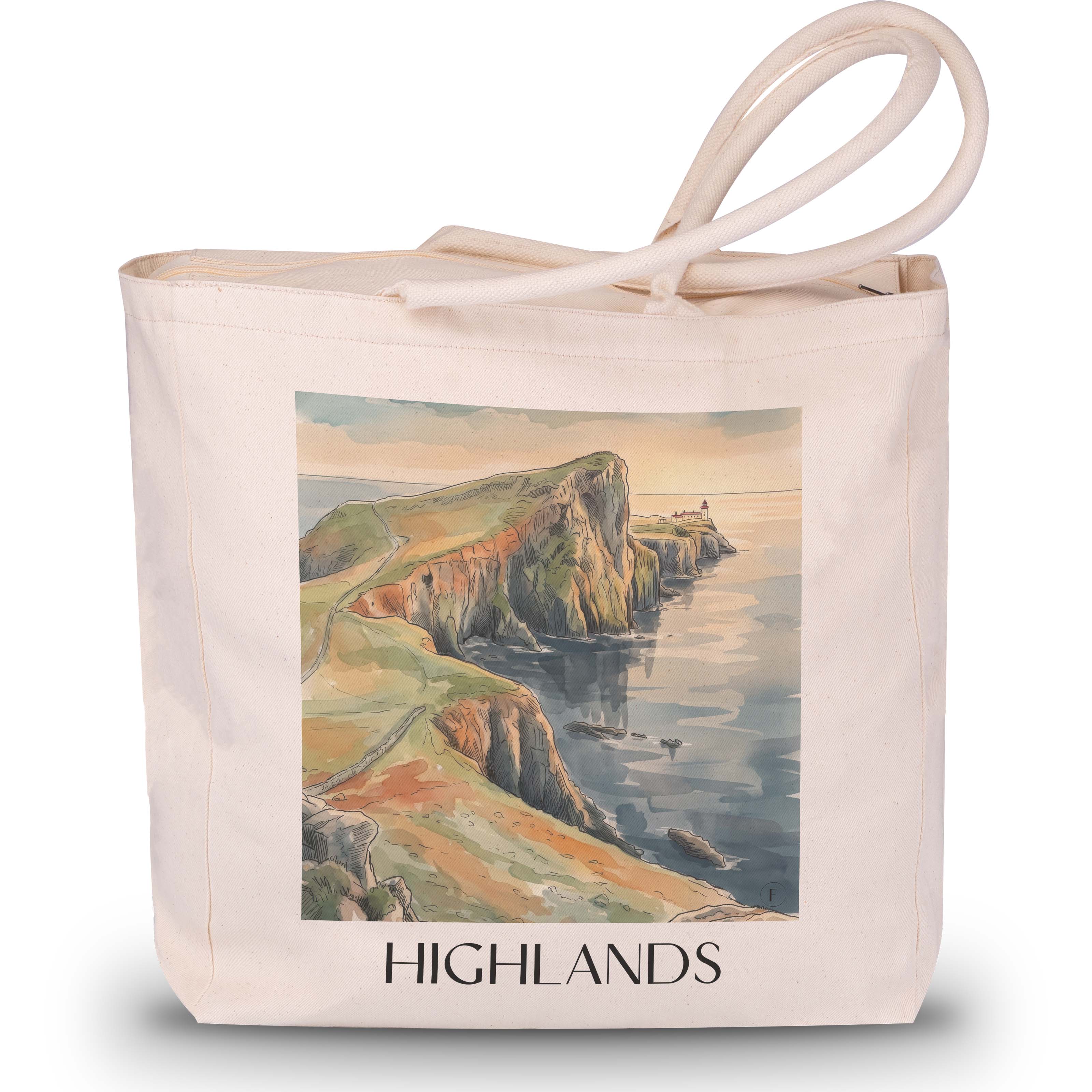 Highlands - Schottland Tote Bag - Einkaufstasche im Aquarell Stil - favplace