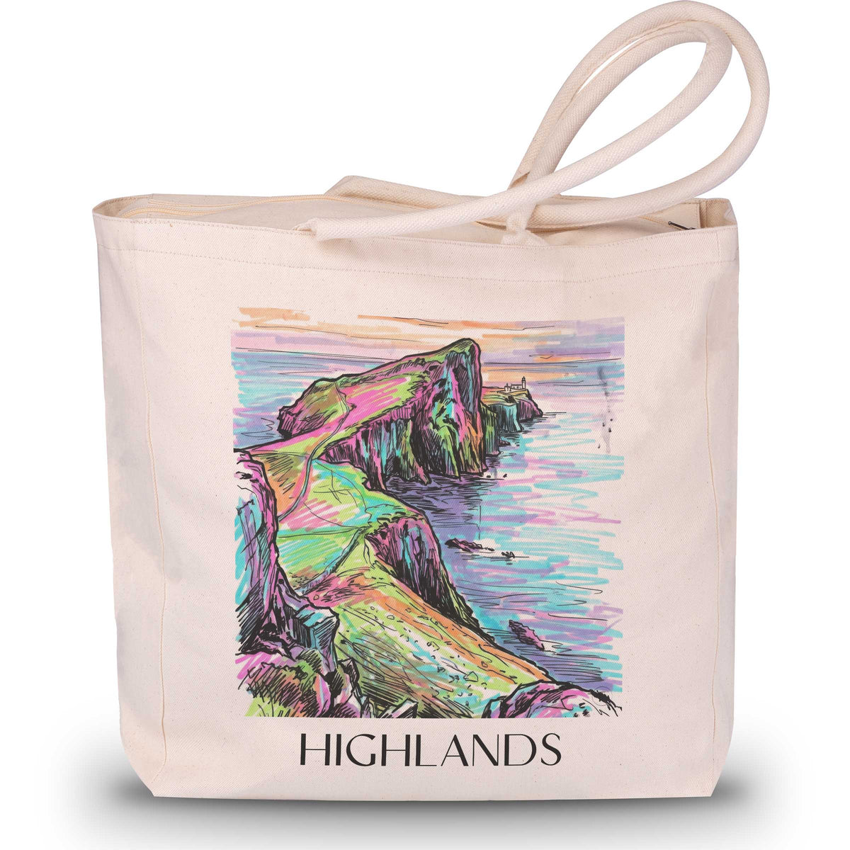 Highlands - Schottland Tote Bag - Einkaufstasche im Tag Graffiti Stil - favplace