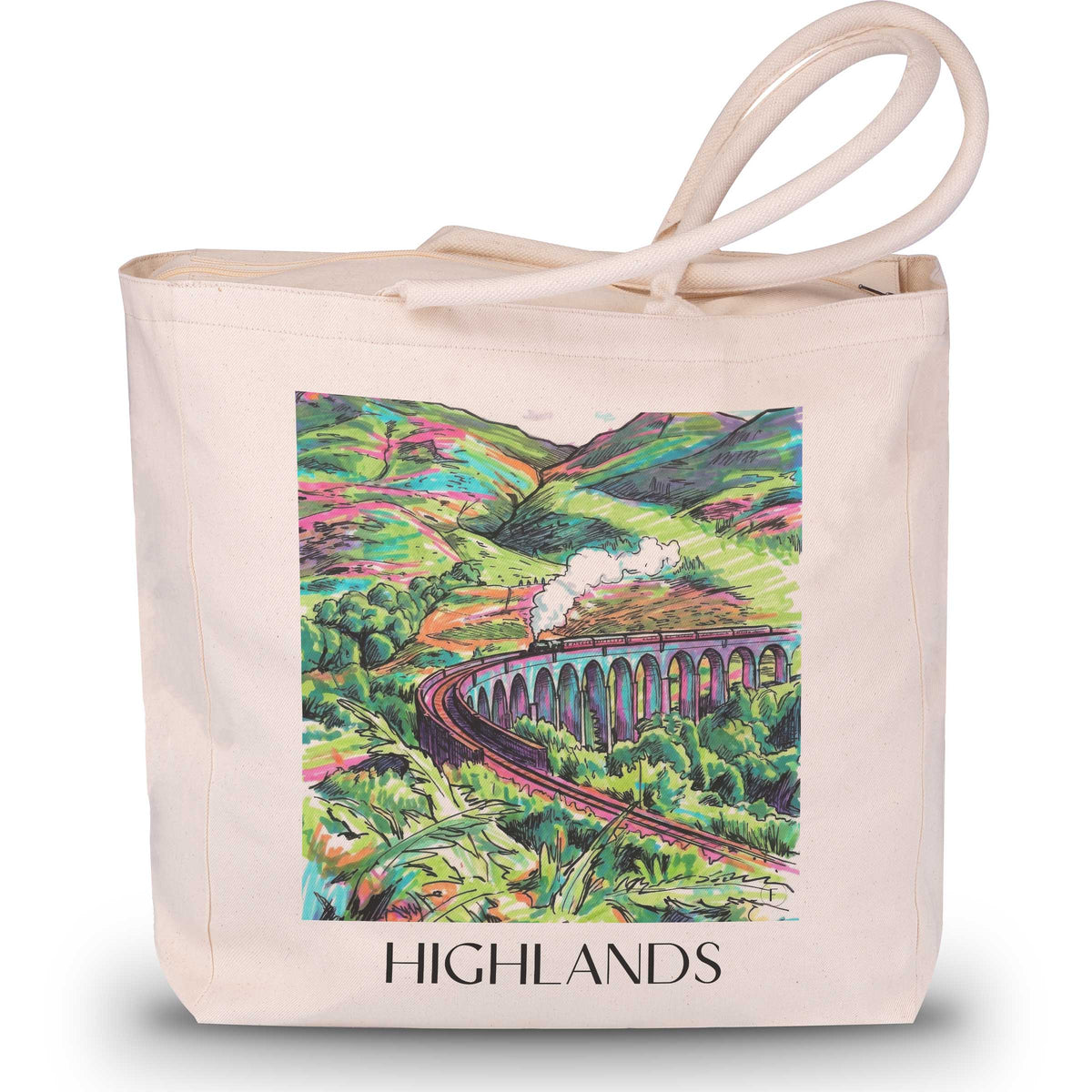 Highlands Shopping Tasche - Schottland - Schottland Tote Bag - Einkaufstasche im Tag Graffiti Stil - favplace