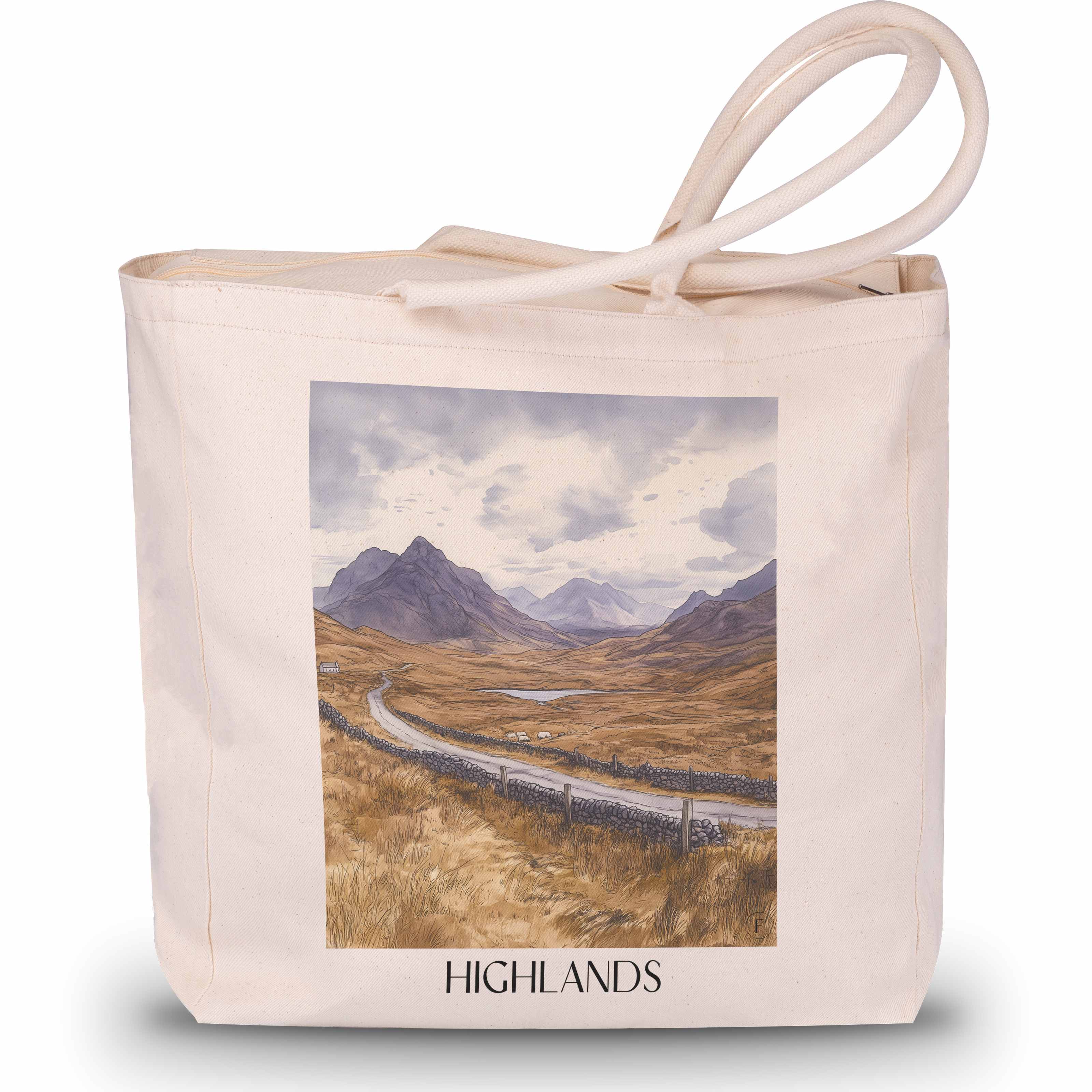 highlands-schottland-einkaufstasche-aquarell