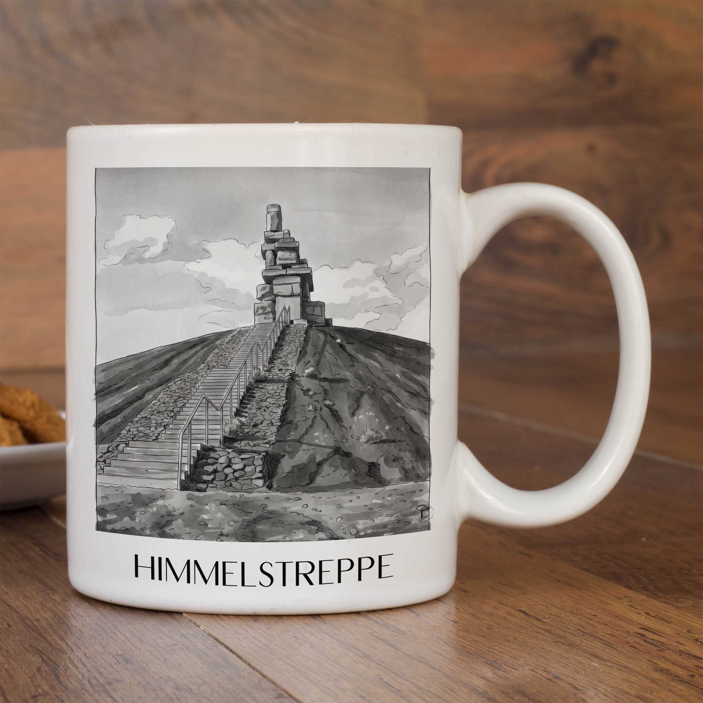 himmelstreppe-gelsenkirchen-deutschland-kaffeebecher-aquarell-schwarz-weiss