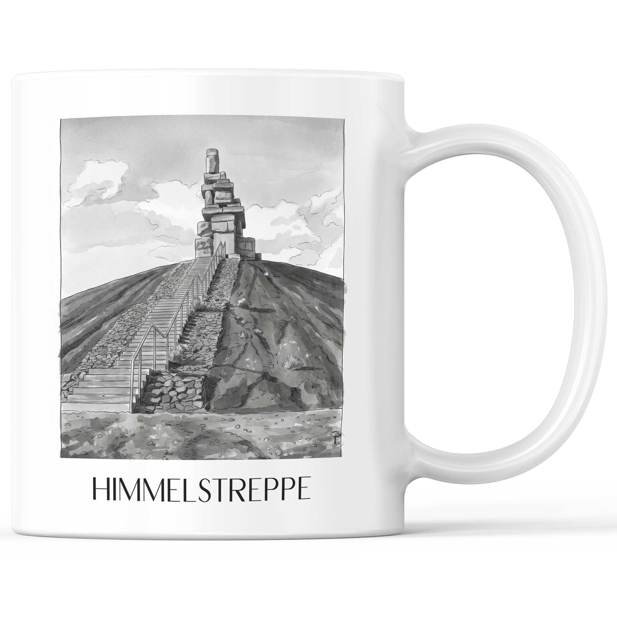 himmelstreppe-gelsenkirchen-deutschland-kaffeebecher-aquarell-schwarz-weiss