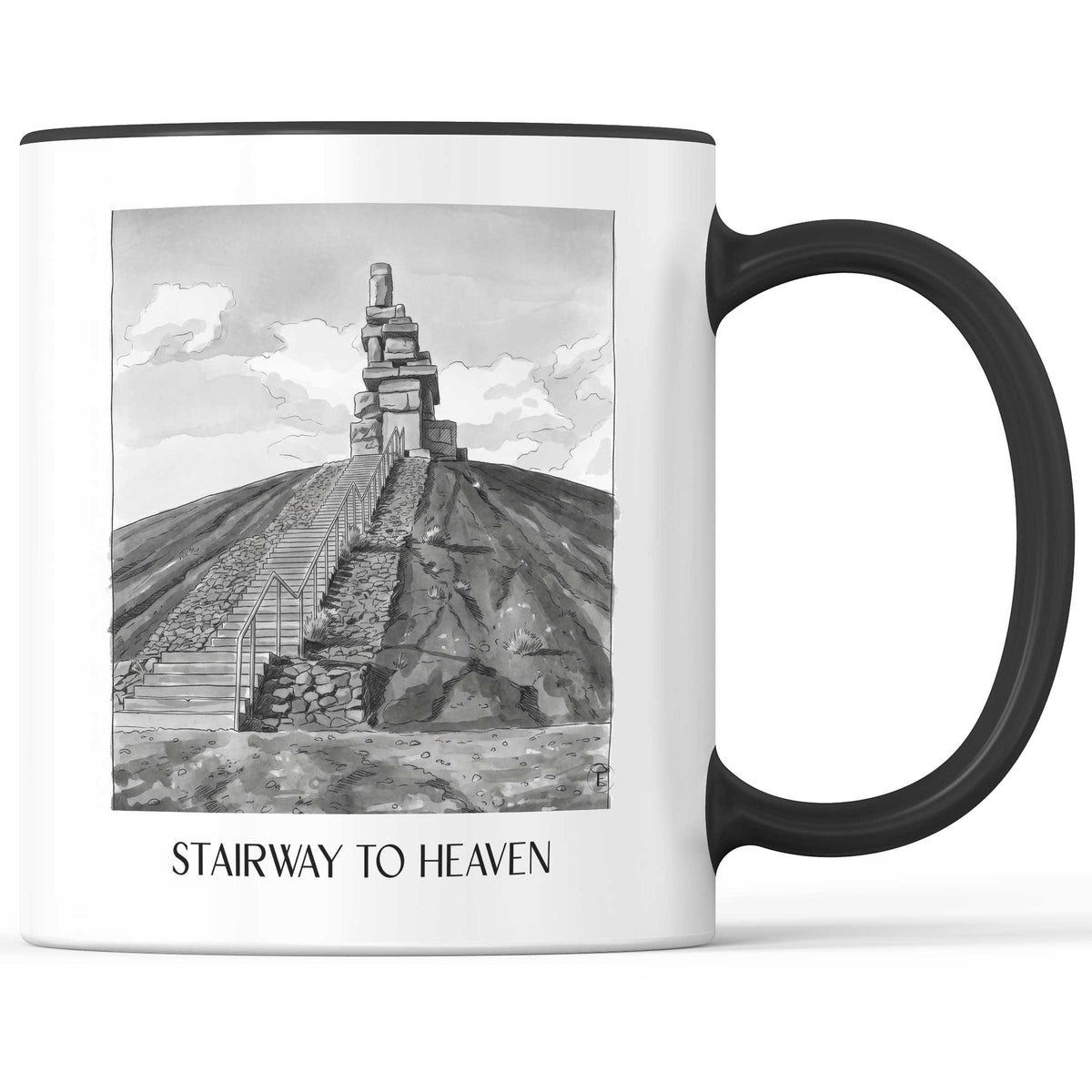 Himmelstreppe Kaffeebecher - Gelsenkirchen - Deutschland Becher - Kaffeetasse im Aquarell Schwarz-Weiß Stil - favplace