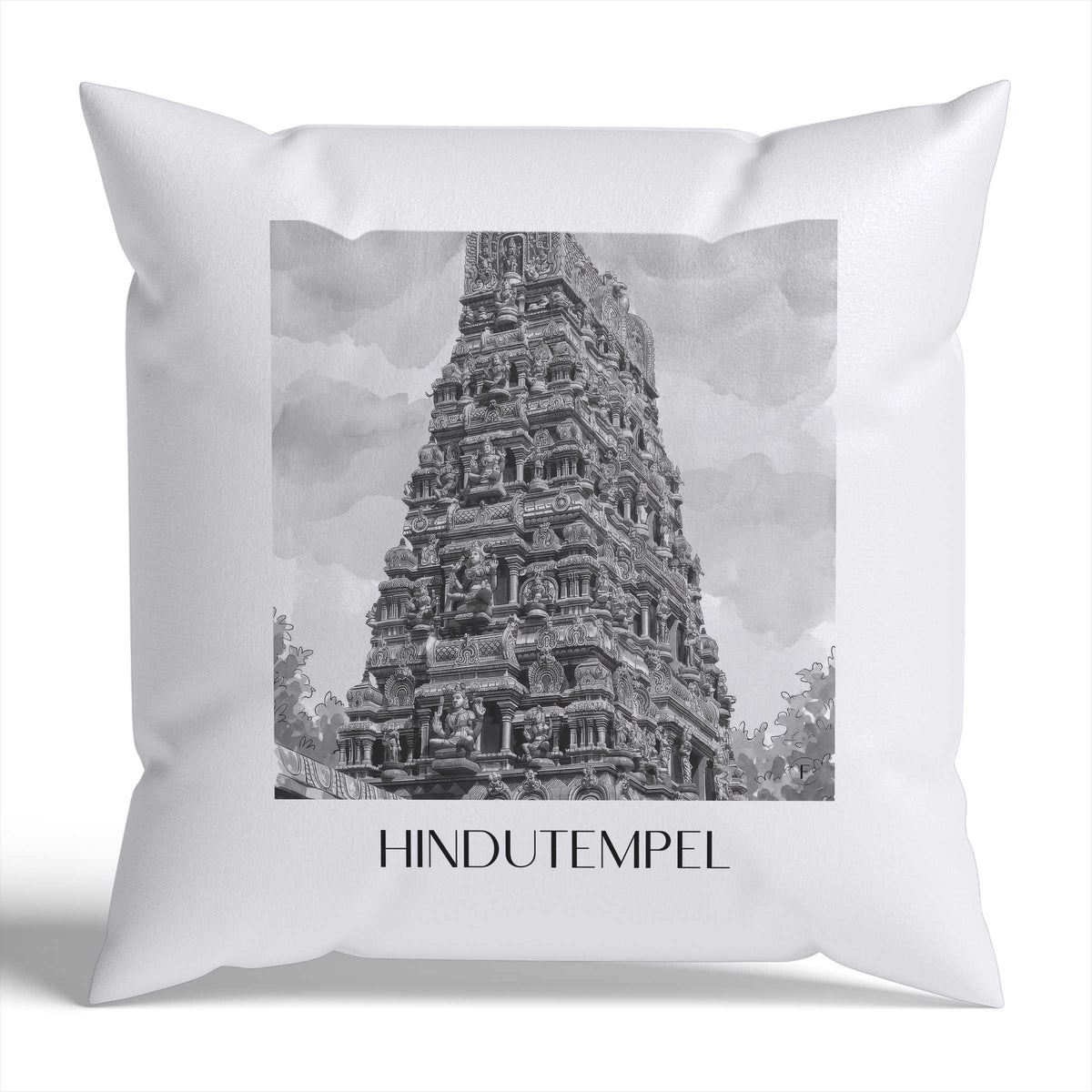 hindutempel-hamm-deutschland-kissenbezug-aquarell-schwarz-weiss