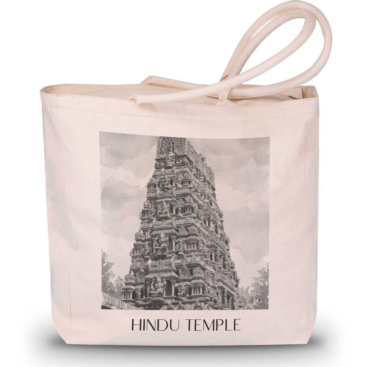 Hindutempel Shopping Tasche - Hamm - Deutschland Tote Bag - Einkaufstasche im Aquarell Schwarz-Weiß Stil - favplace