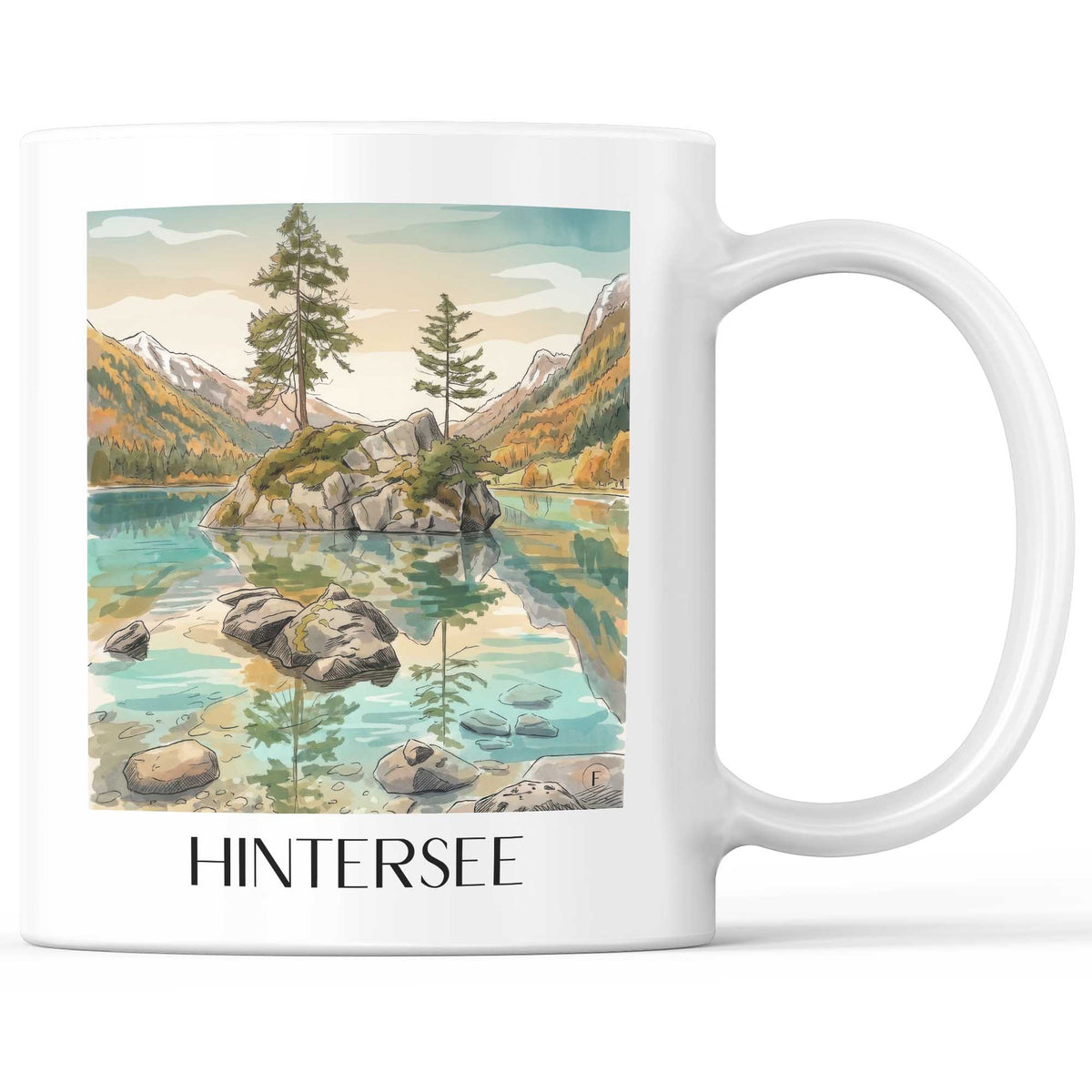Hintersee Kaffeebecher - Berchtesgadener Land - Deutschland Becher - Kaffeetasse im Aquarell Stil - favplace