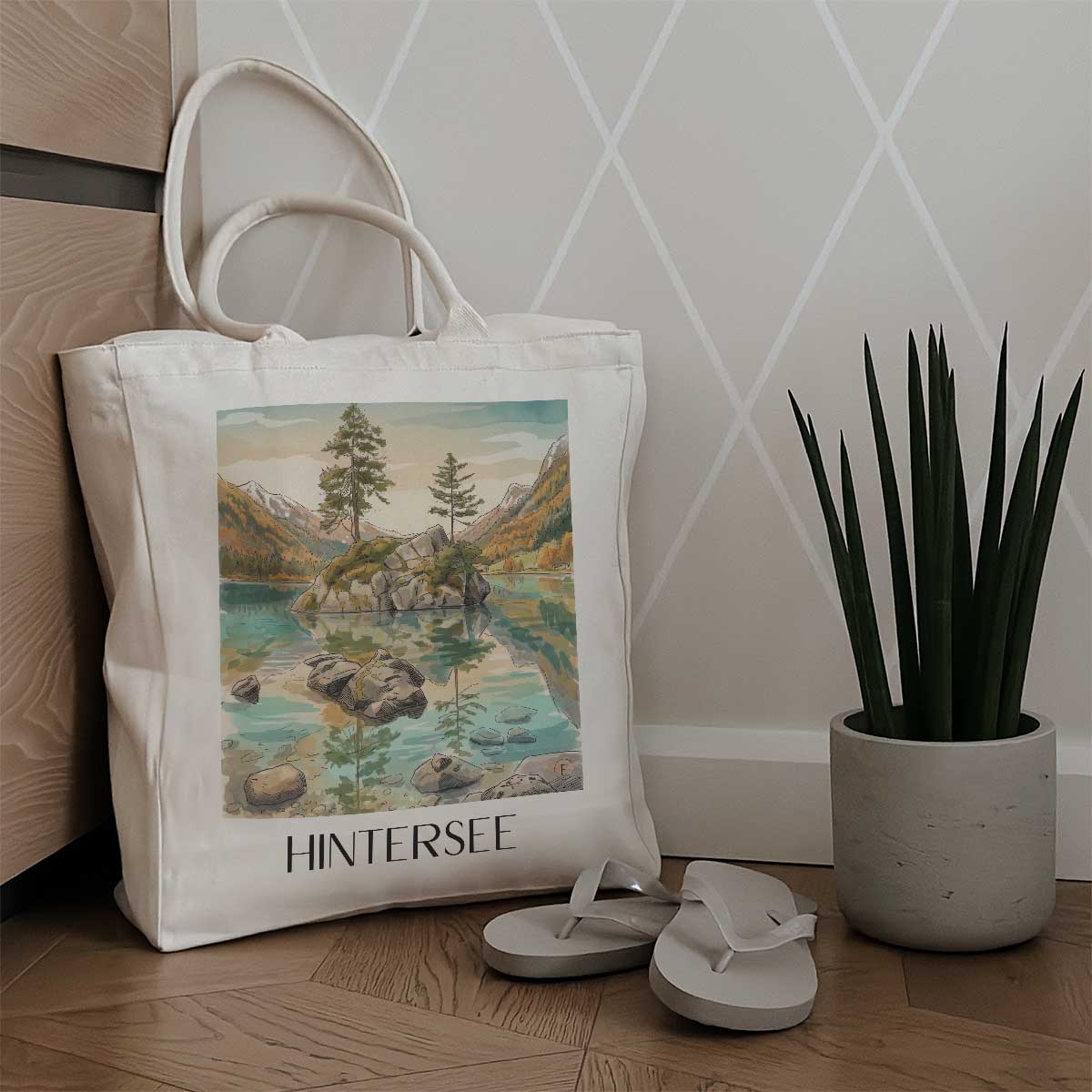 hintersee-berchtesgadener-land-deutschland-einkaufstasche-aquarell