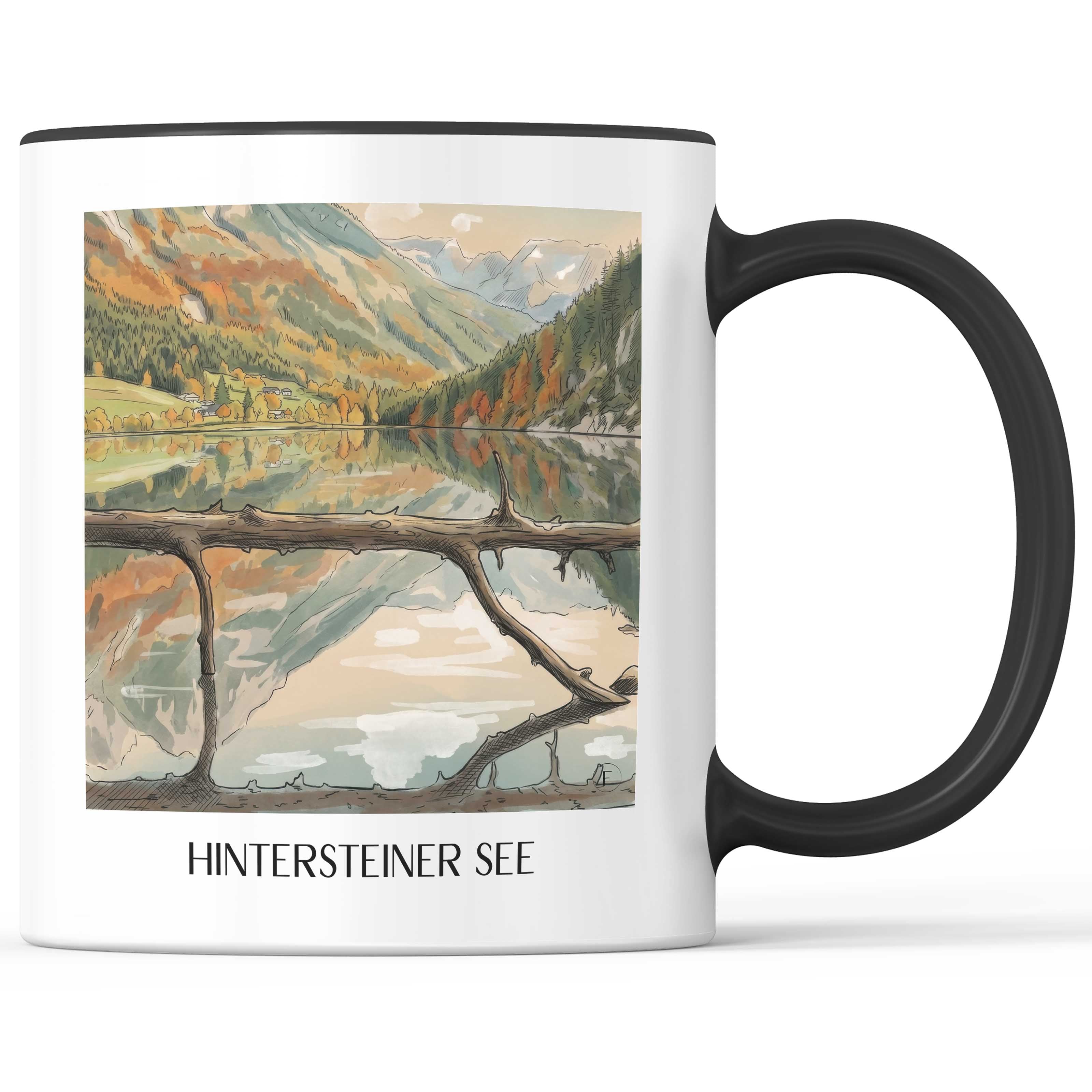 Hintersteiner See Kaffeebecher - Wilder Kaiser - Österreich Becher - Kaffeetasse im Aquarell Stil - favplace