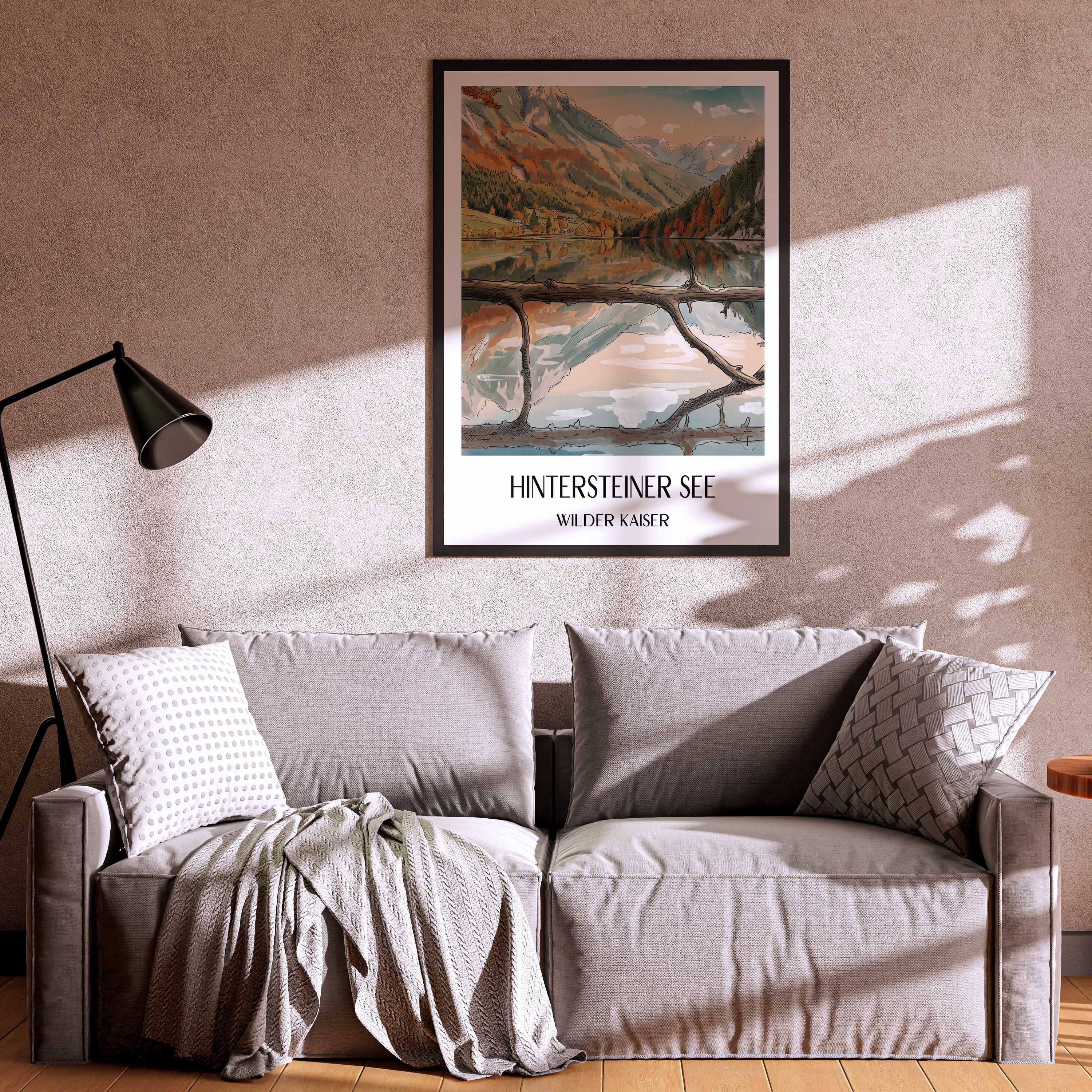 hintersteiner-see-wilder-kaiser-österreich-poster-aquarell