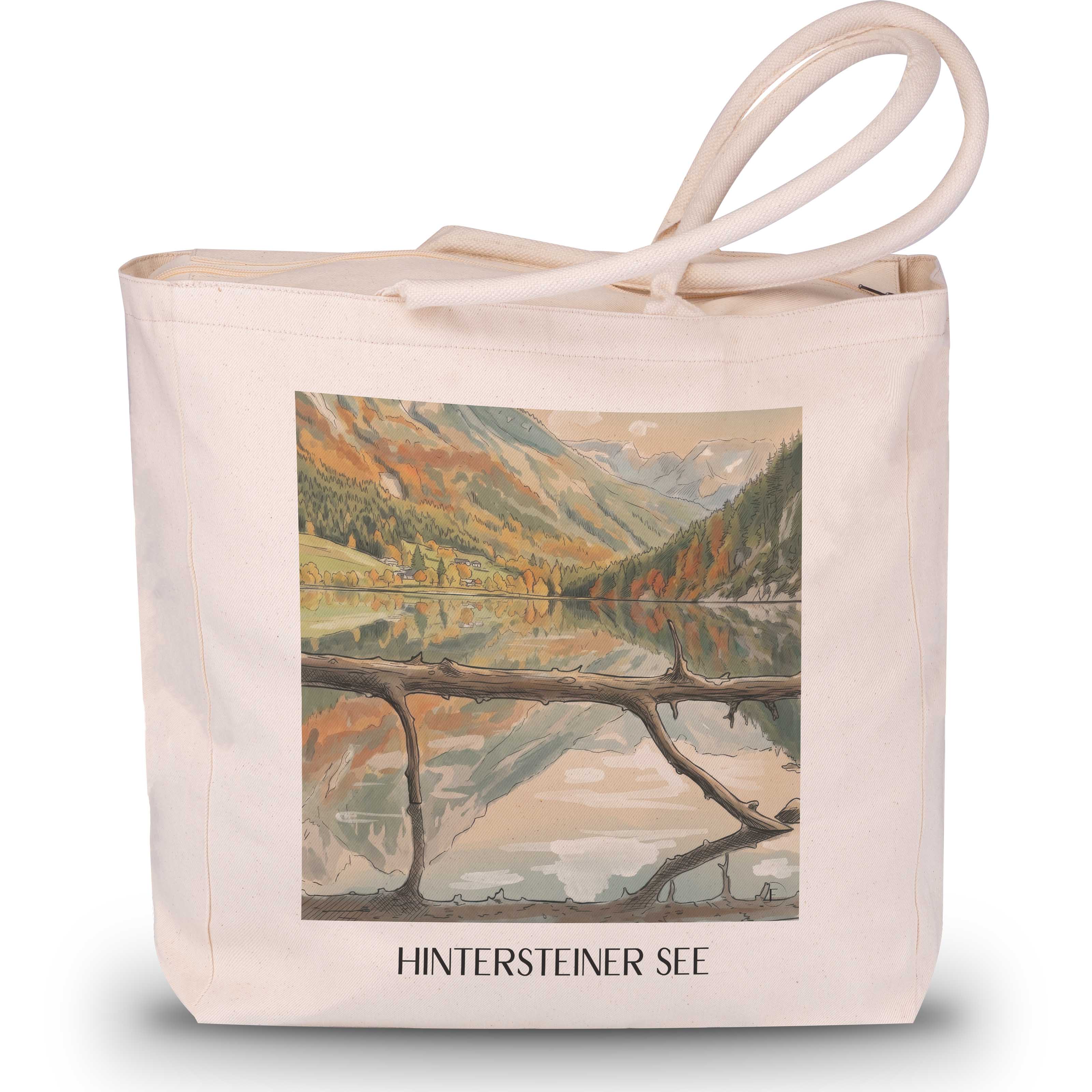 Hintersteiner See Shopping Tasche - Wilder Kaiser - Österreich Tote Bag - Einkaufstasche im Aquarell Stil - favplace