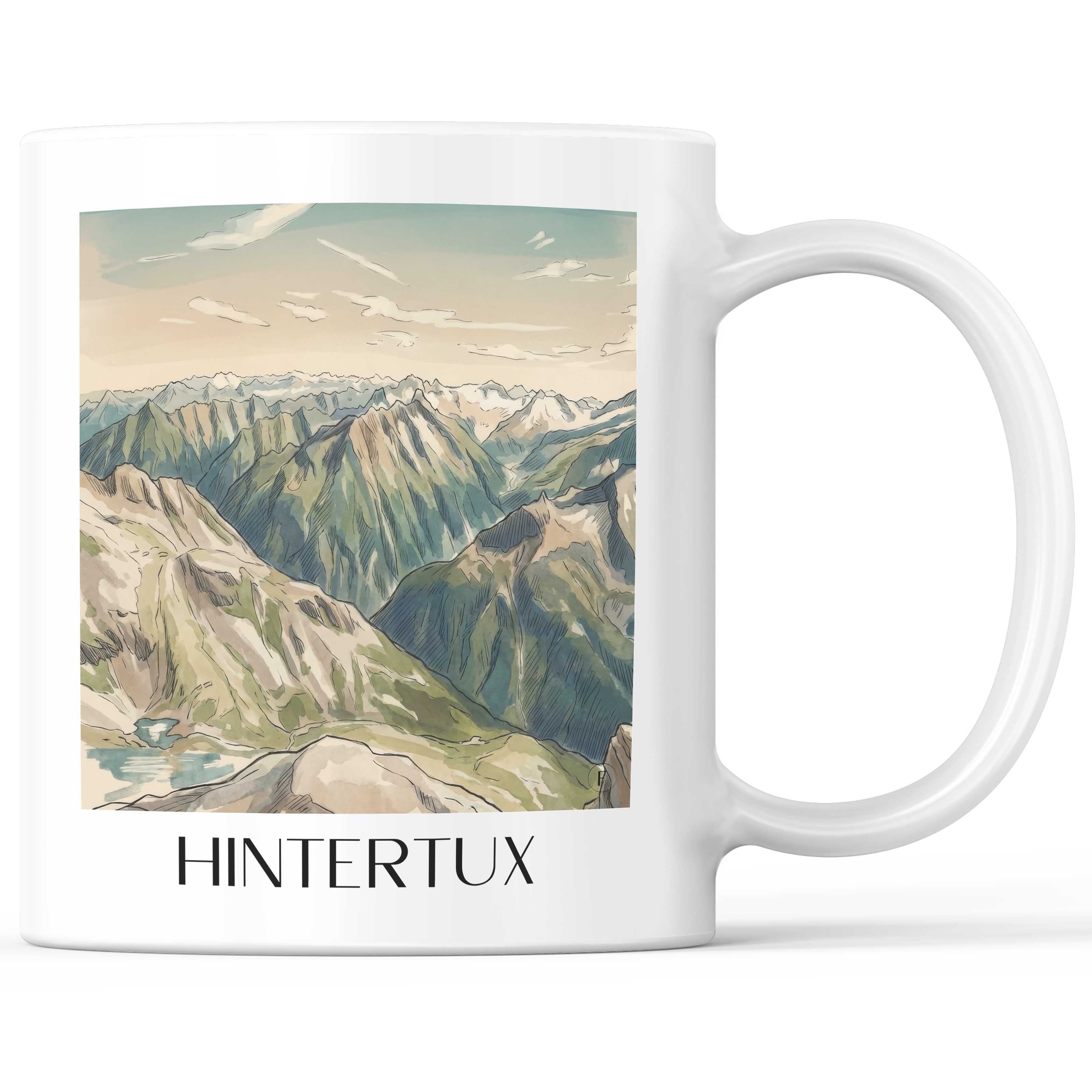 Hintertux Kaffeebecher - Zillertal - Österreich Becher - Kaffeetasse im Aquarell Stil - favplace