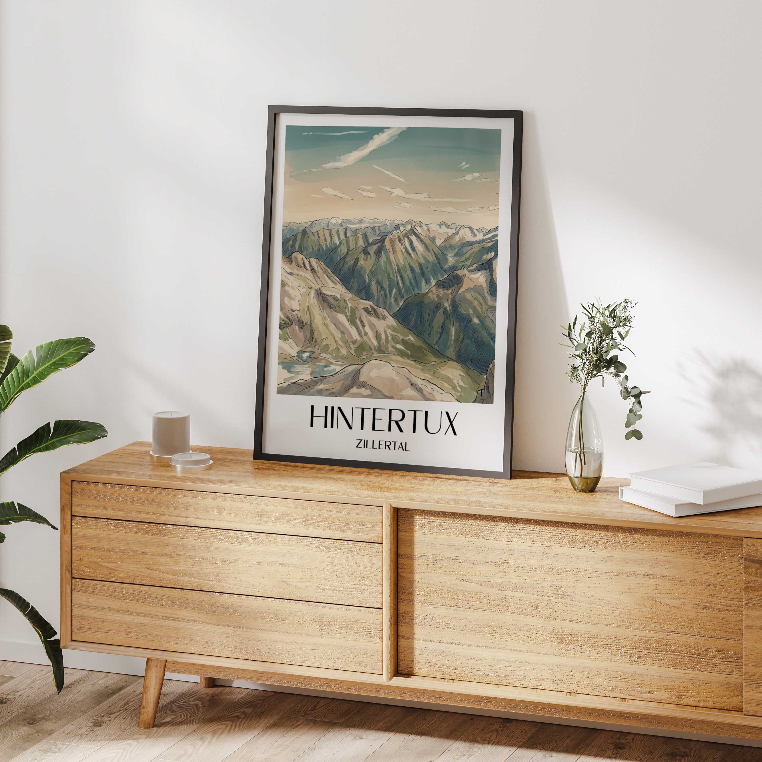 hintertux-zillertal-österreich-poster-aquarell
