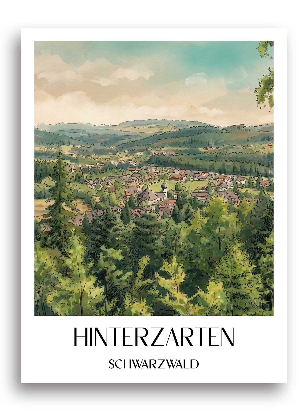 hinterzarten-schwarzwald-deutschland-poster-aquarell
