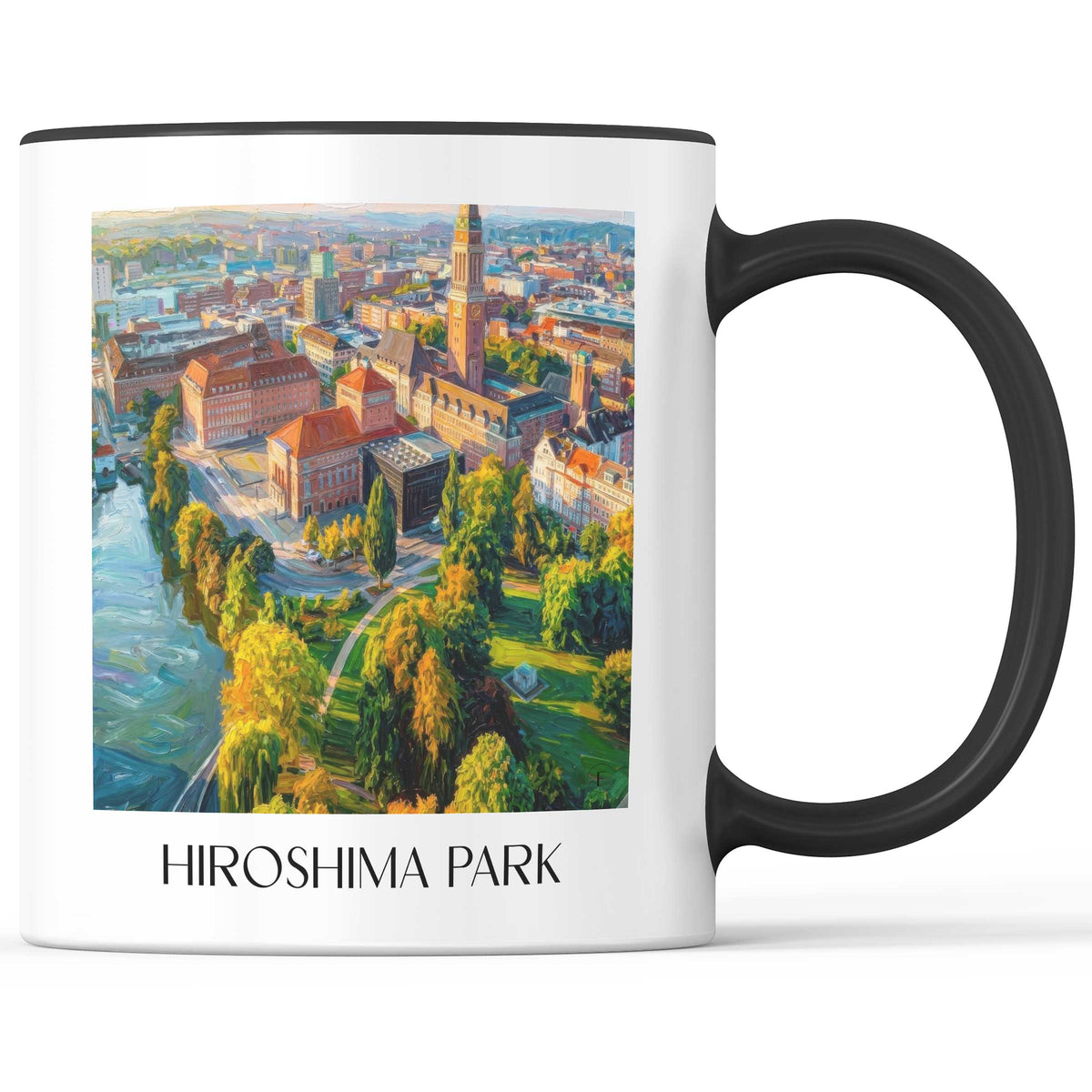 Hiroshimapark Kaffeebecher - Kiel - Deutschland Becher - Kaffeetasse im Ölgemälde Stil - favplace