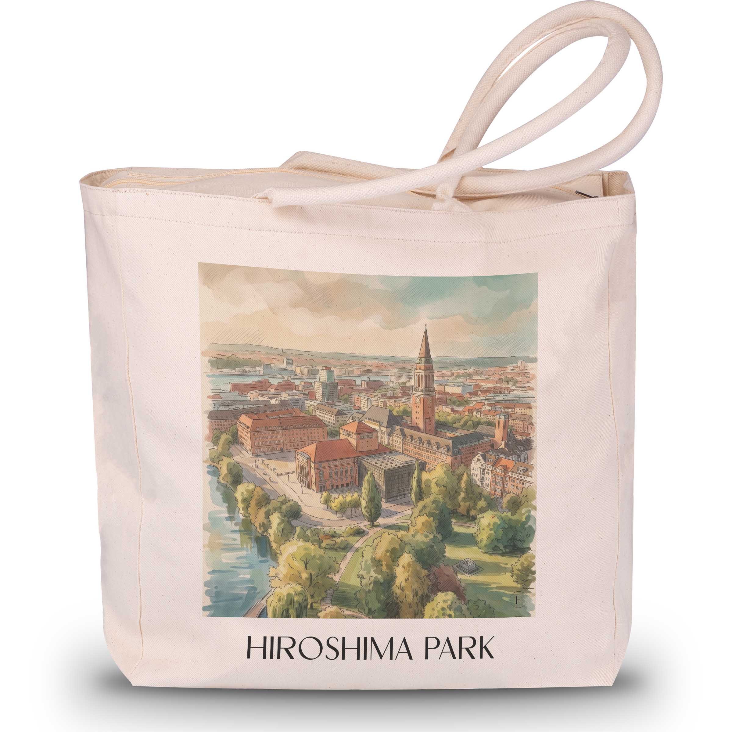 Hiroshimapark Shopping Tasche - Kiel - Deutschland Tote Bag - Einkaufstasche im Aquarell Stil - favplace