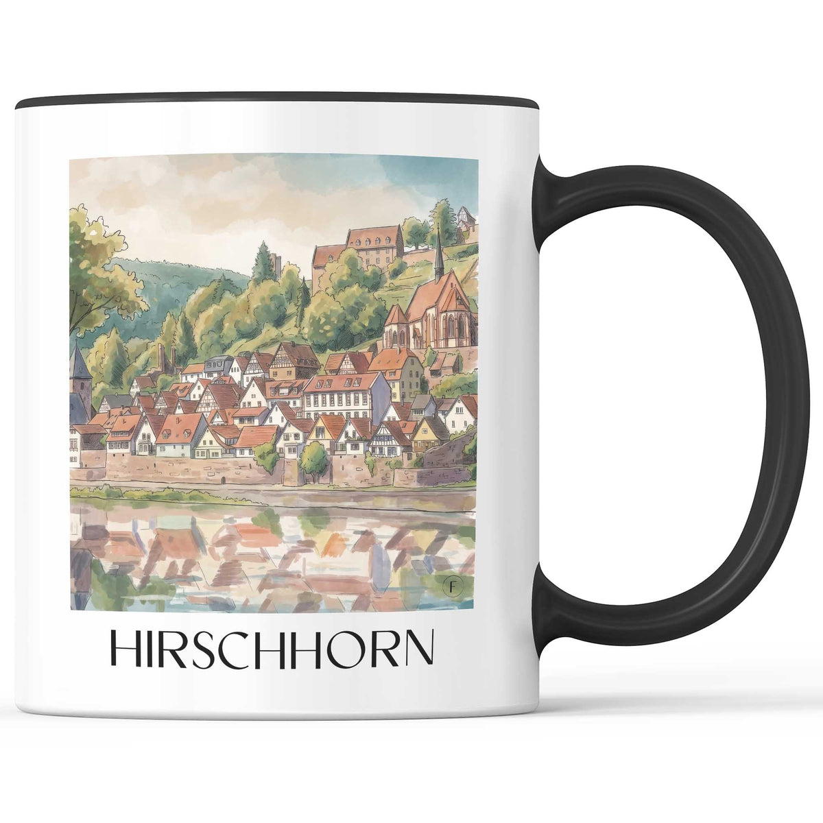 hirschhorn-neckartal-deutschland-kaffeebecher-aquarell