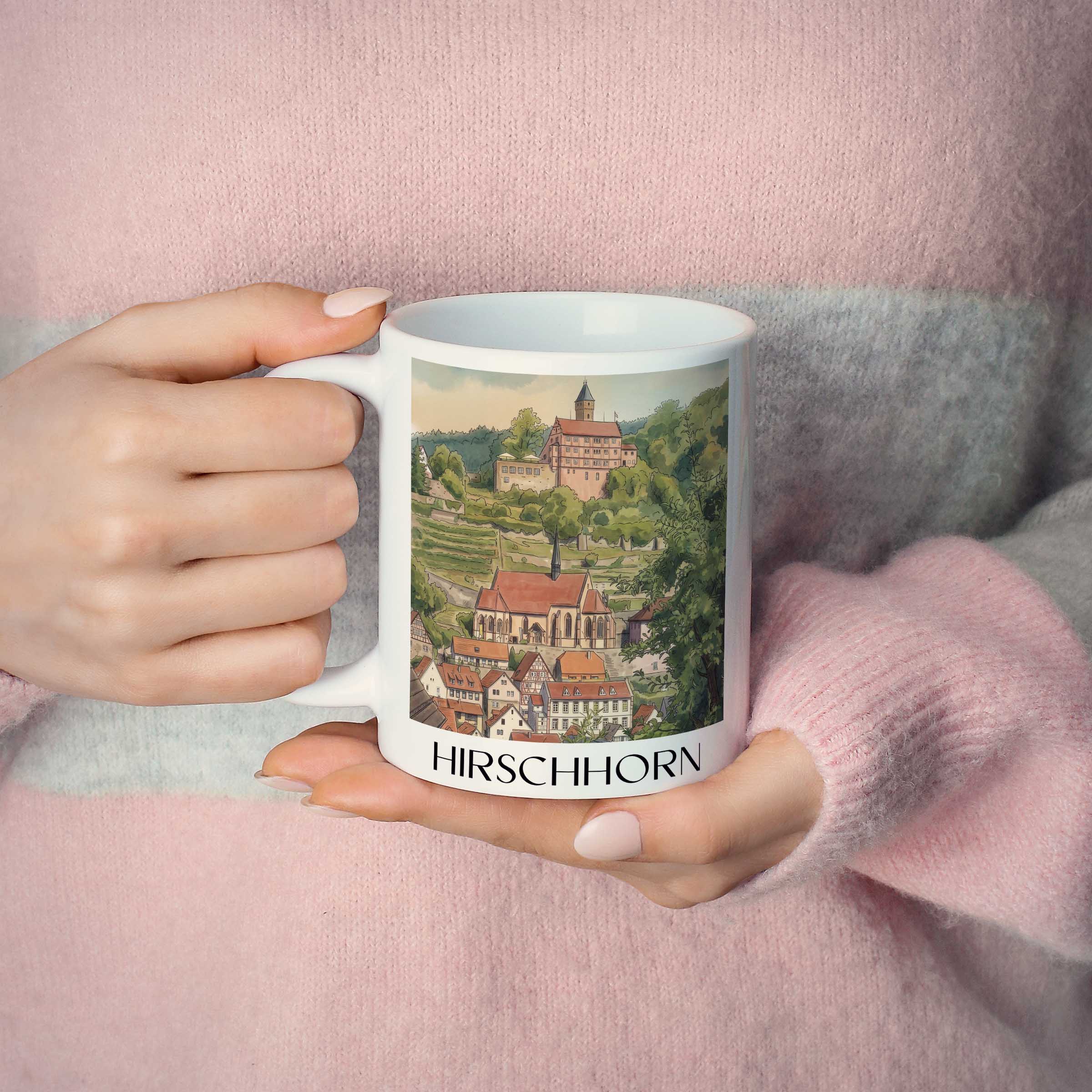 hirschhorn-odenwald-deutschland-kaffeebecher-aquarell