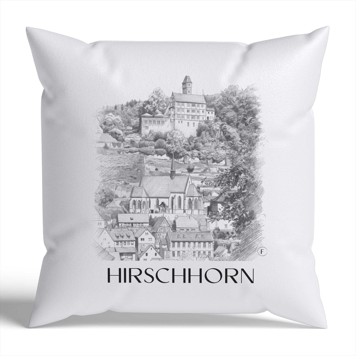 hirschhorn-odenwald-deutschland-kissenbezug-bleistift-zeichnung-drawing