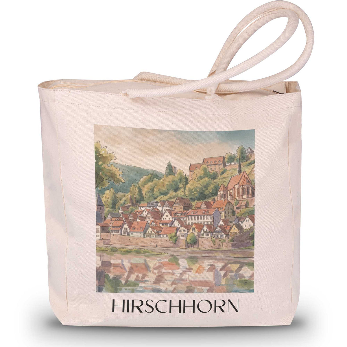 hirschhorn-neckartal-deutschland-einkaufstasche-aquarell