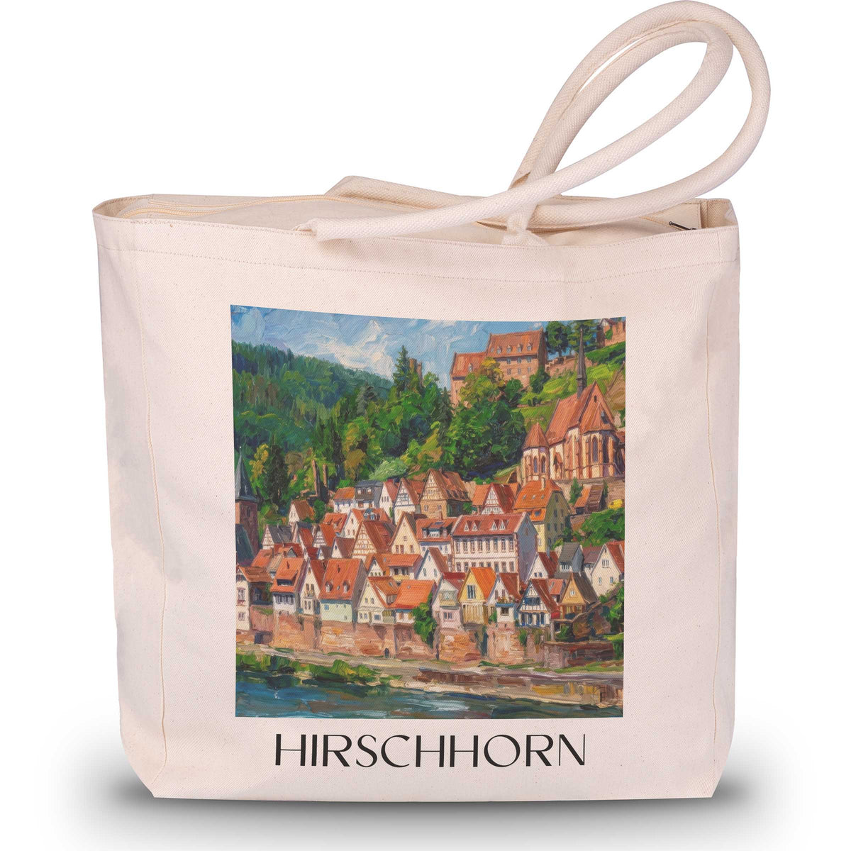 hirschhorn-neckartal-deutschland-einkaufstasche-oil-painting-oelgemaelde
