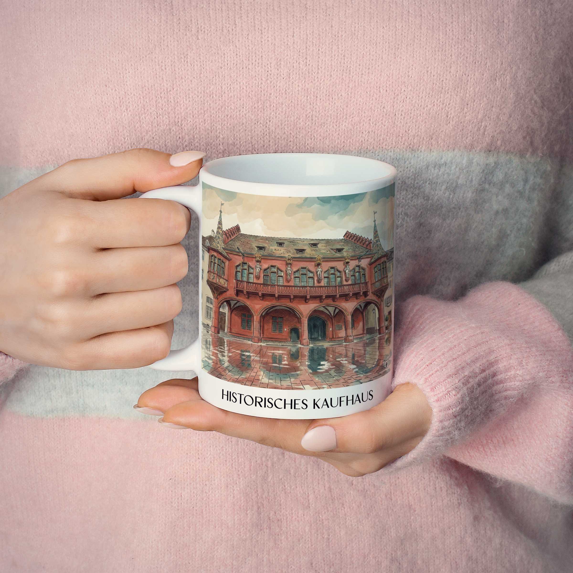 historisches-kaufhaus-freiburg-deutschland-kaffeebecher-aquarell