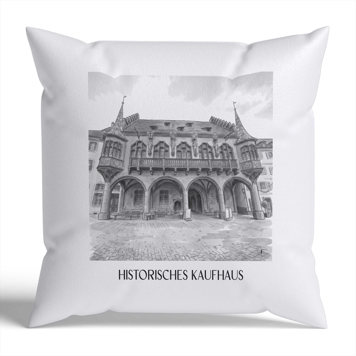 historisches-kaufhaus-freiburg-deutschland-kissenbezug-aquarell-schwarz-weiss