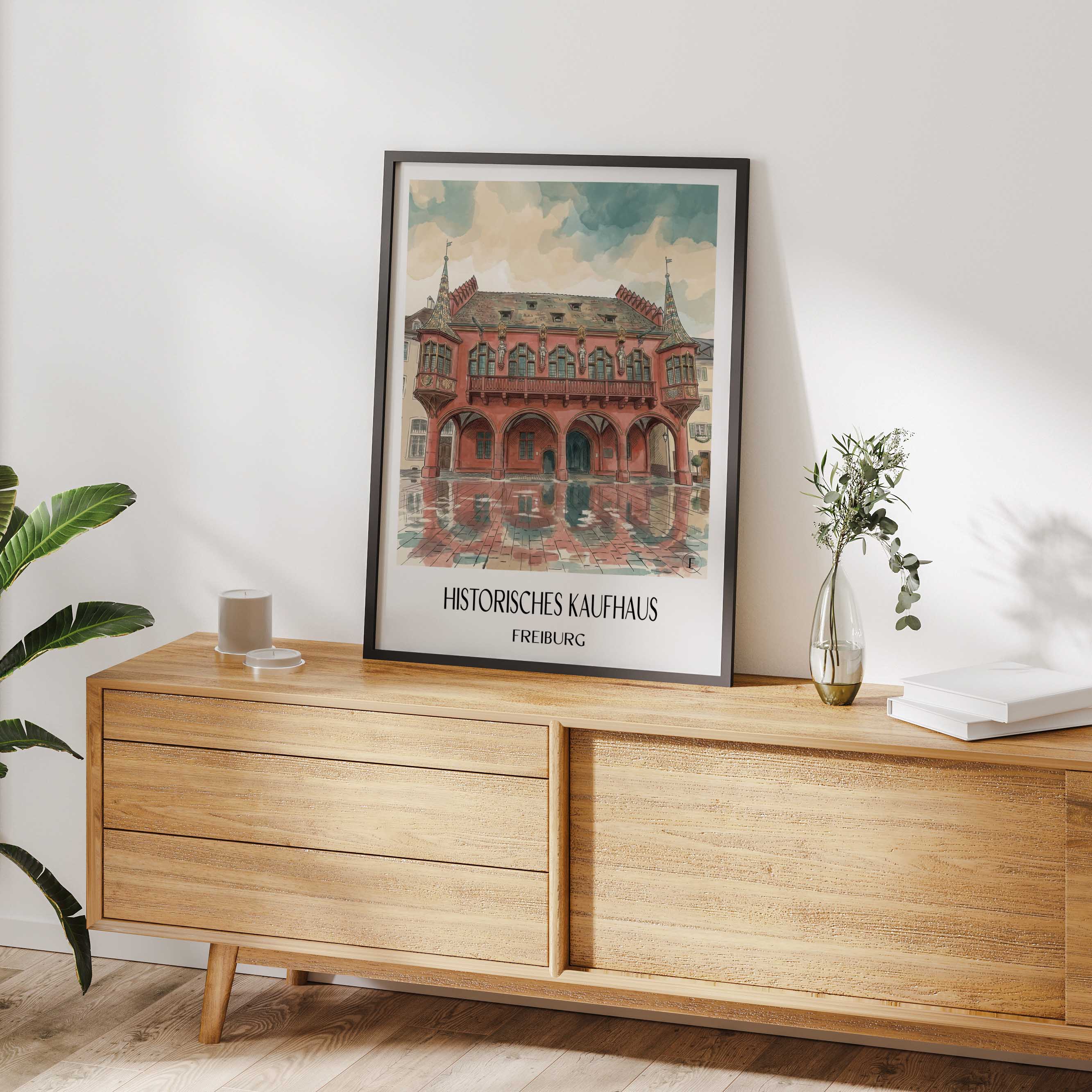 historisches-kaufhaus-freiburg-deutschland-poster-aquarell