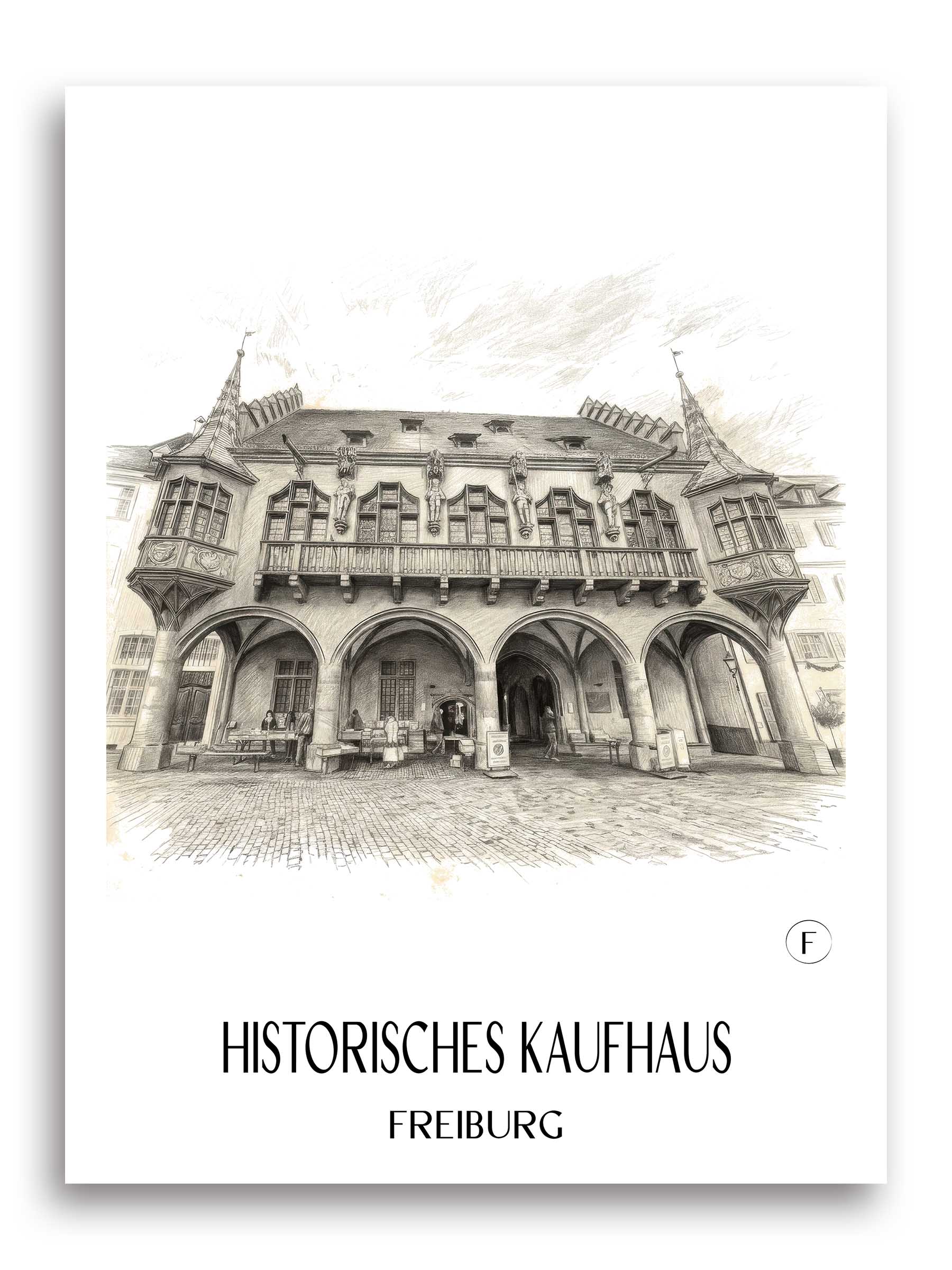 historisches-kaufhaus-freiburg-deutschland-poster-bleistift-zeichnung-drawing