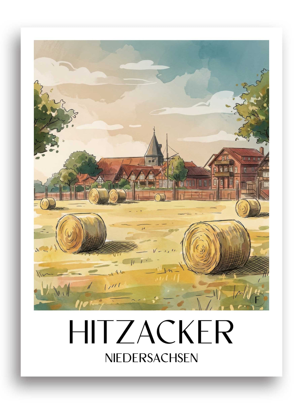 hitzacker-niedersachsen-deutschland-poster-aquarell