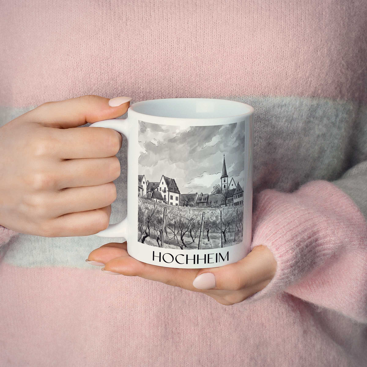 hochheim-taunus-deutschland-kaffeebecher-aquarell-schwarz-weiss