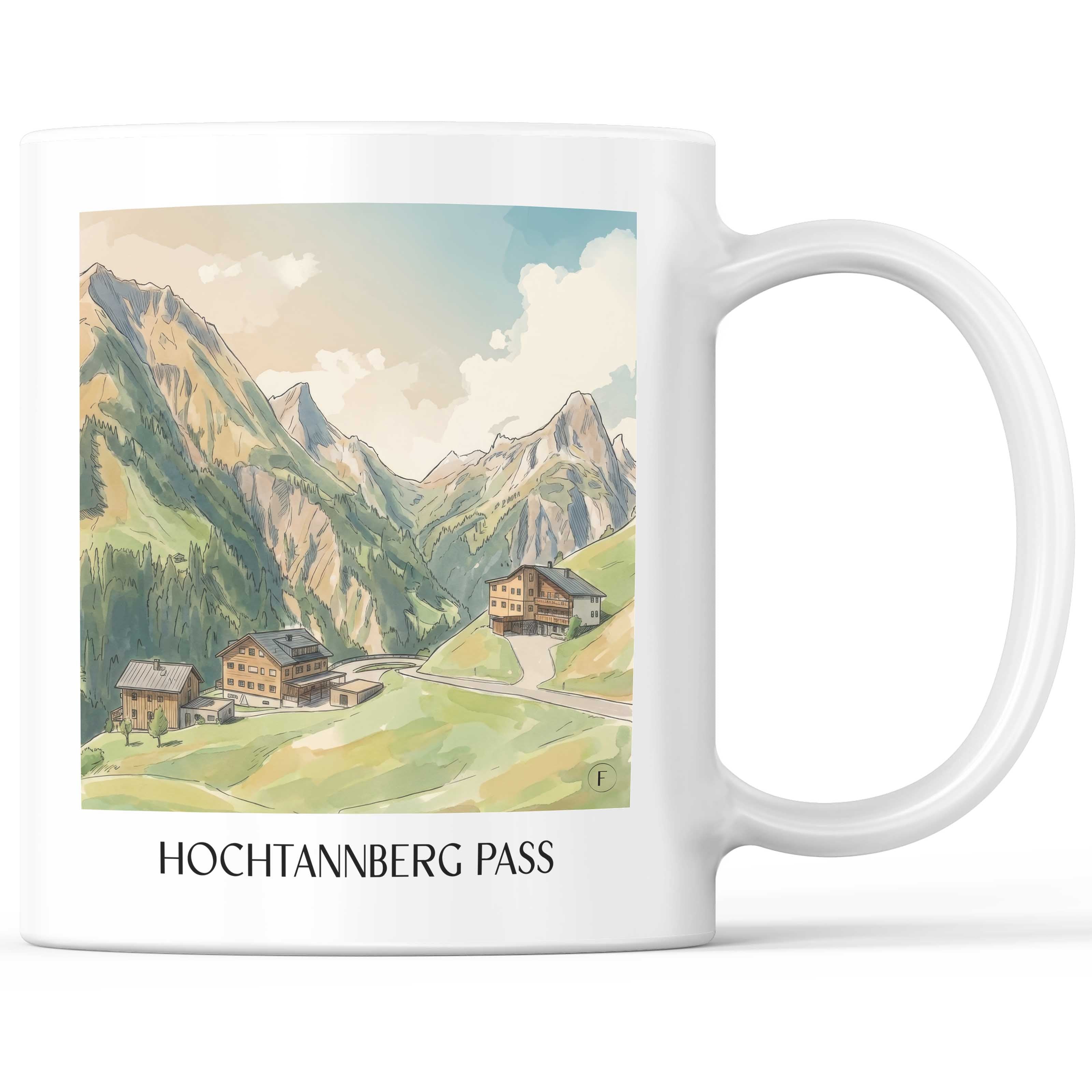 Hochtannbergpass Kaffeebecher - Vorarlberg - Österreich Becher - Kaffeetasse im Aquarell Stil - favplace