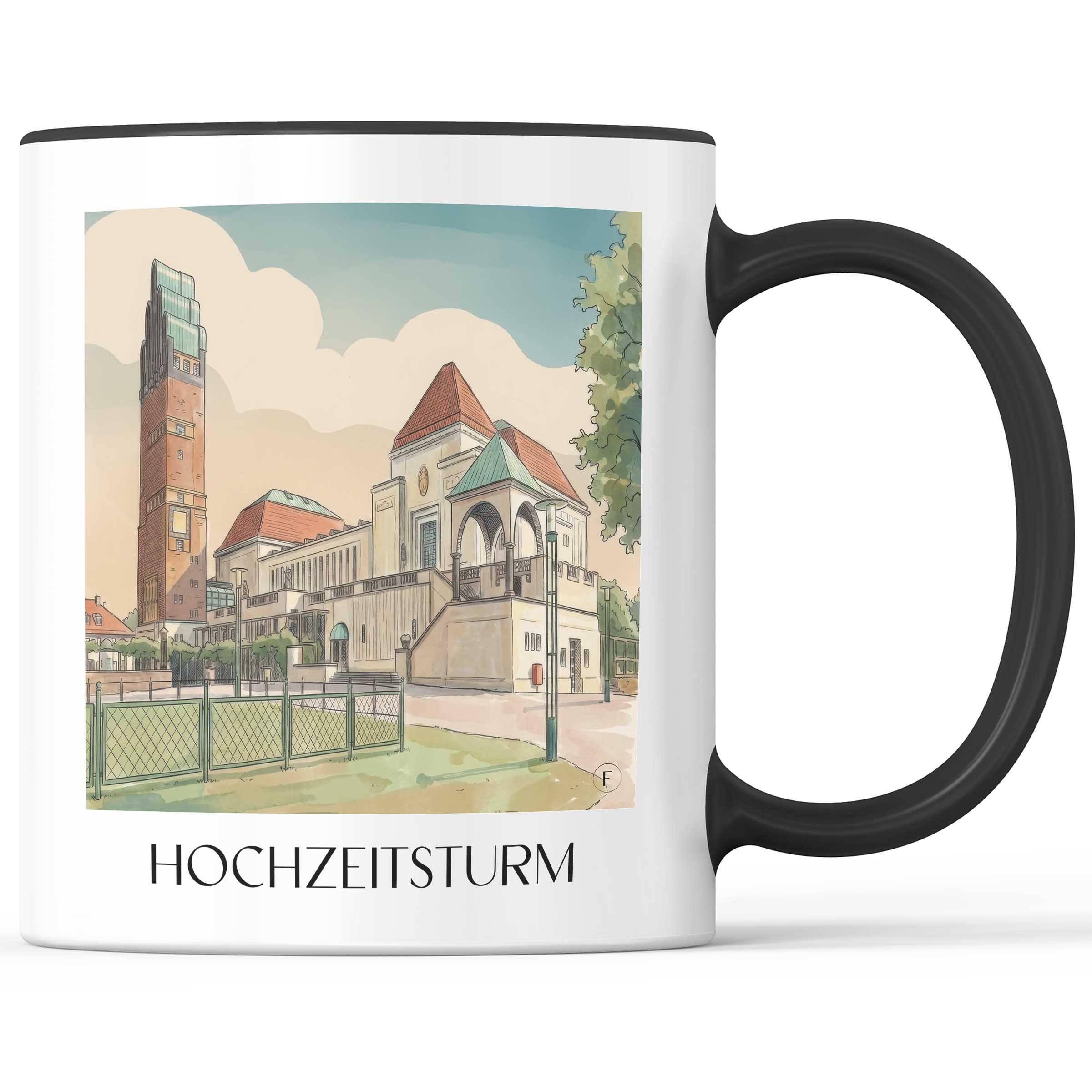 hochzeitsturm-darmstadt-deutschland-kaffeebecher-aquarell