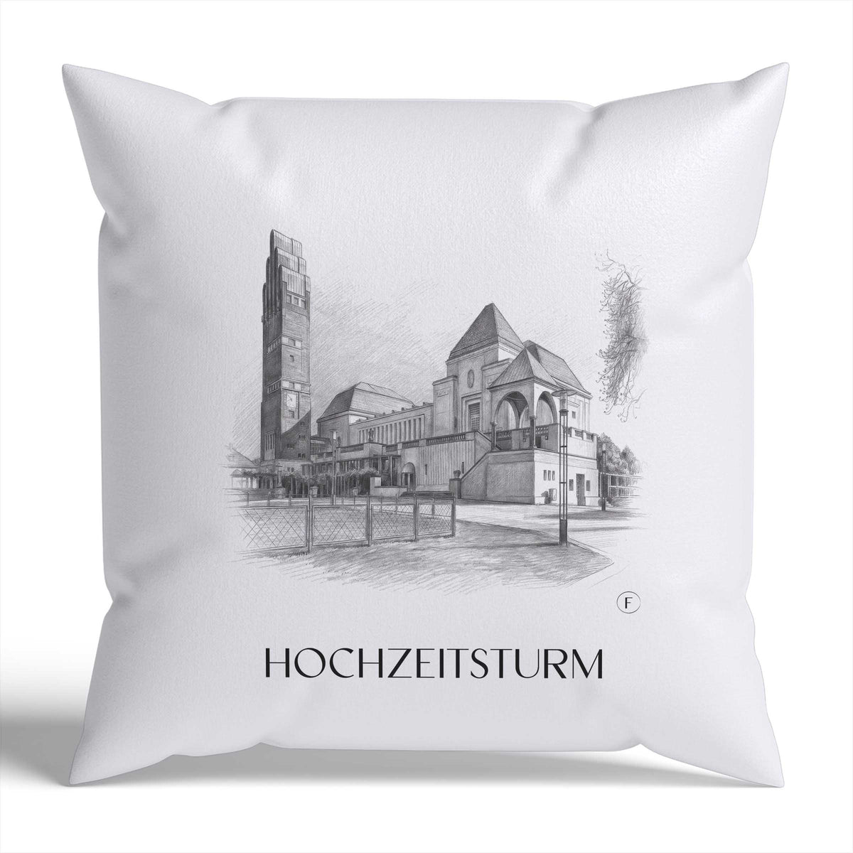 hochzeitsturm-darmstadt-deutschland-kissenbezug-bleistift-zeichnung-drawing