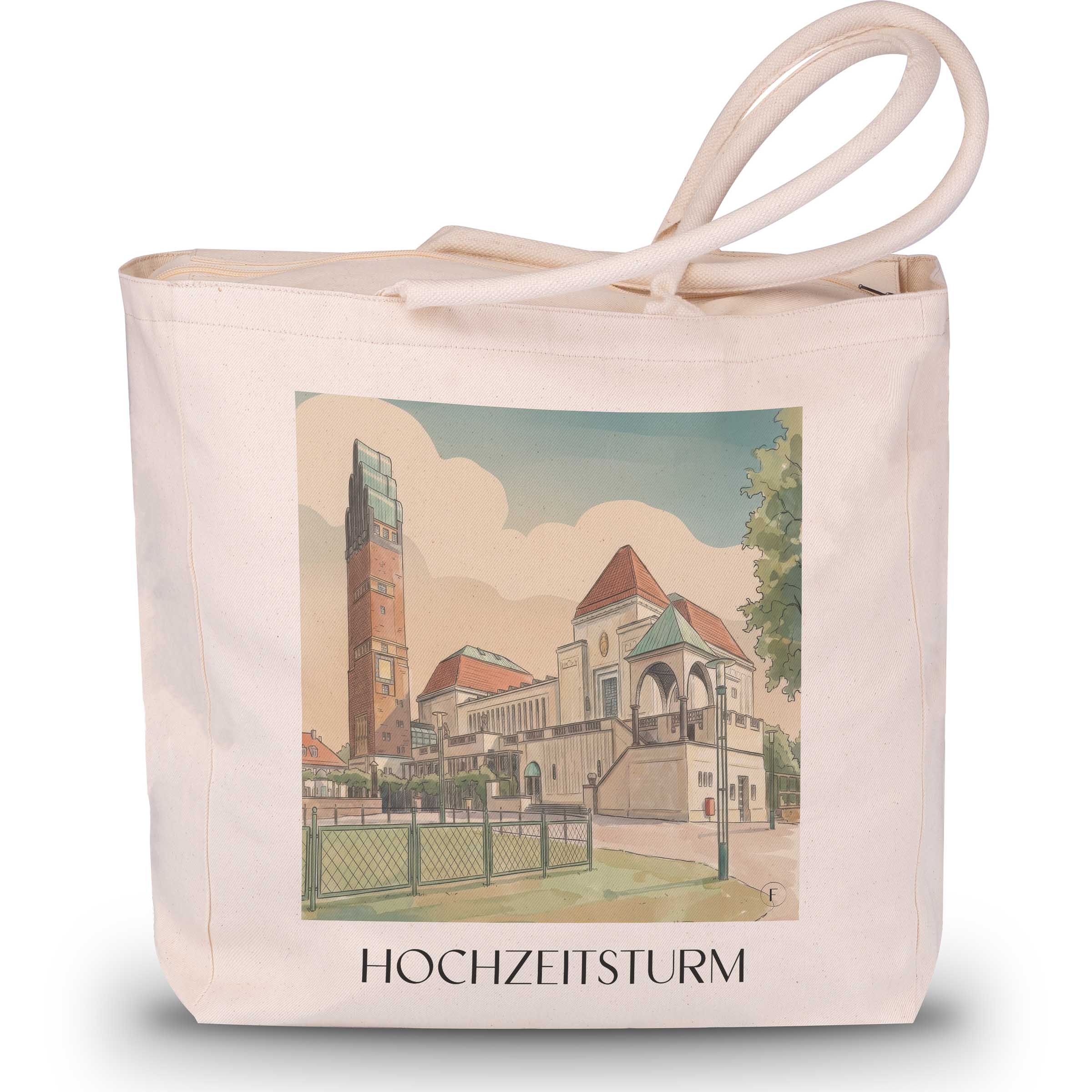 hochzeitsturm-darmstadt-deutschland-einkaufstasche-aquarell