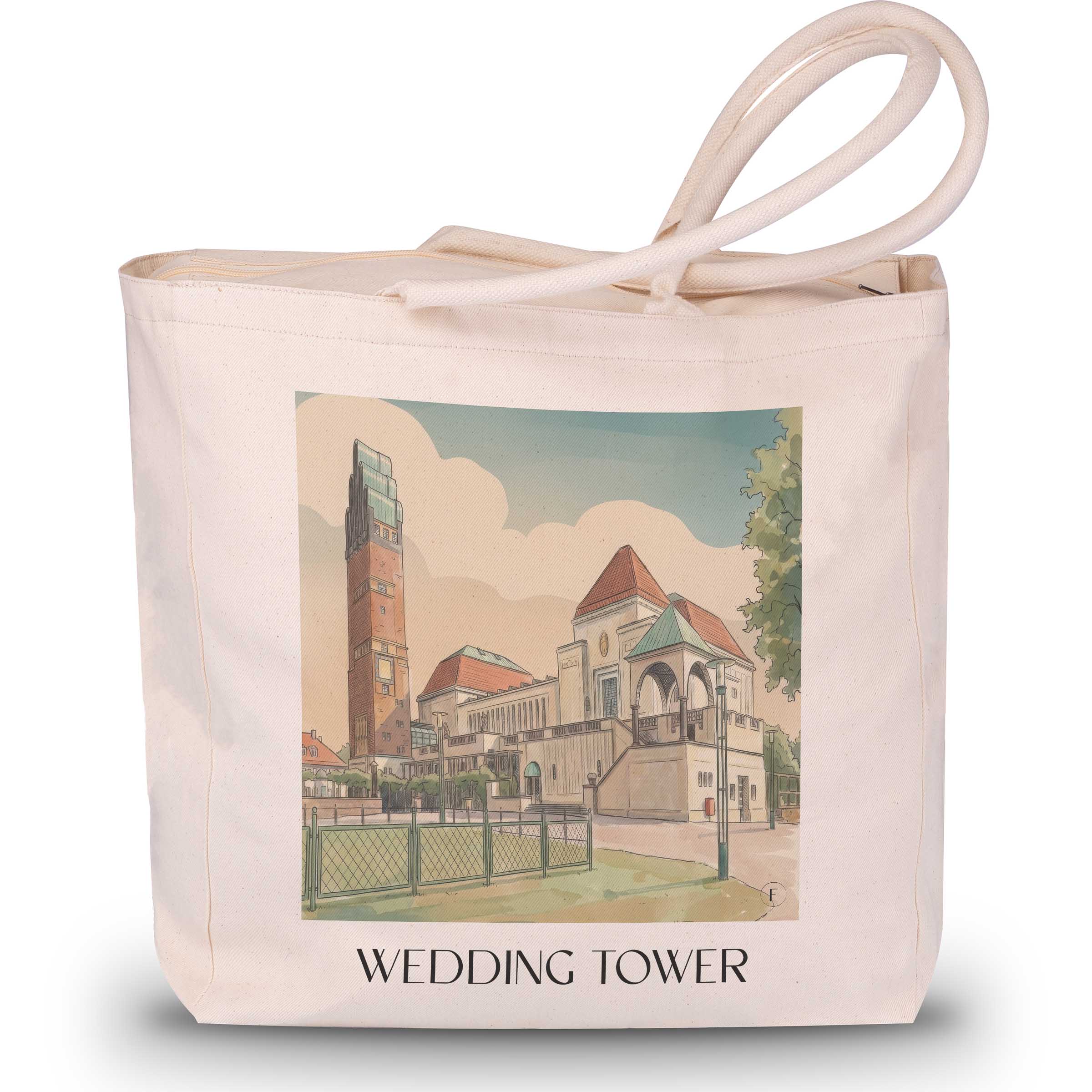Hochzeitsturm Shopping Tasche - Darmstadt - Deutschland Tote Bag - Einkaufstasche im Aquarell Stil - favplace