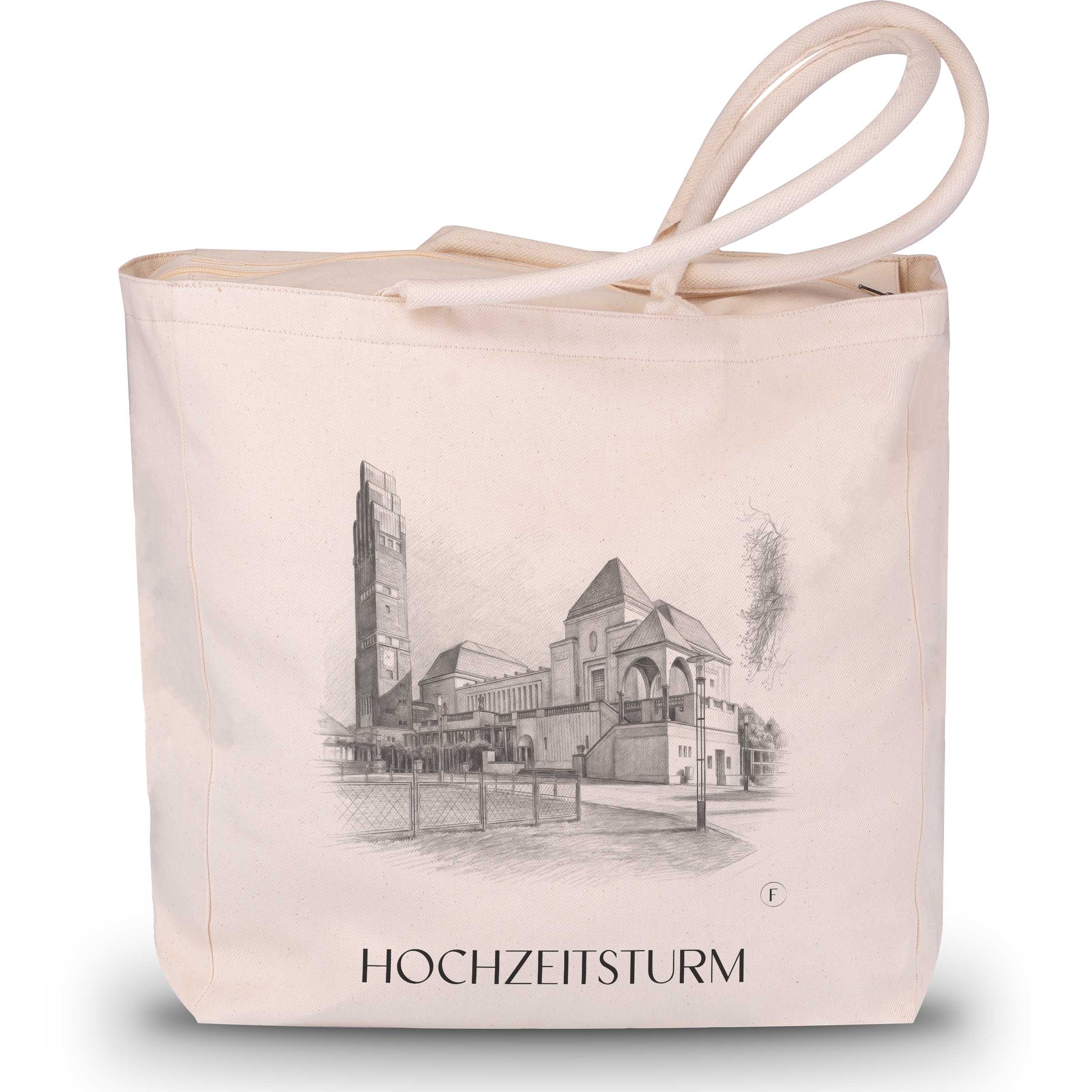 hochzeitsturm-darmstadt-deutschland-einkaufstasche-bleistift-zeichnung-drawing