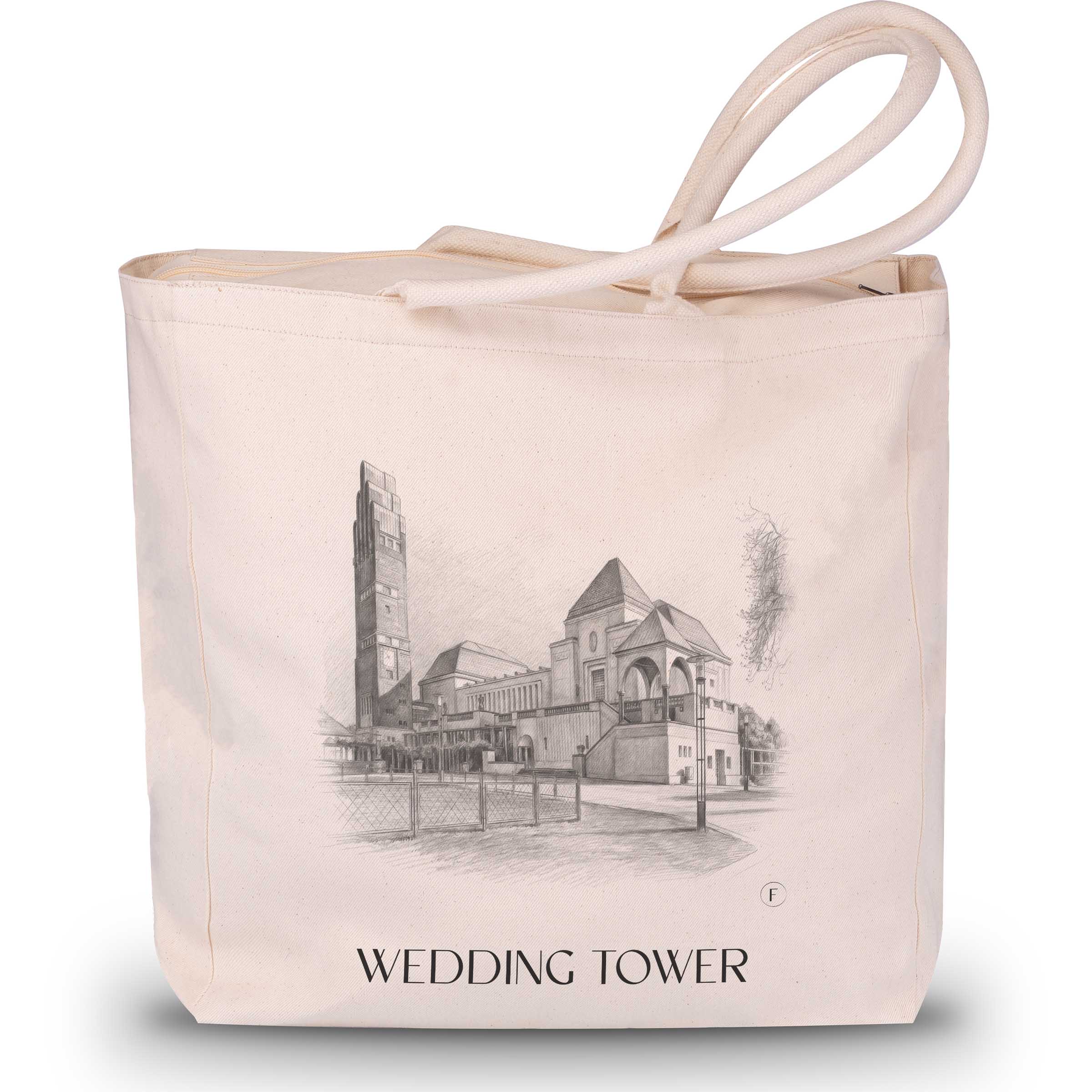 Hochzeitsturm Shopping Tasche - Darmstadt - Deutschland Tote Bag - Einkaufstasche im Zeichnung Stil - favplace